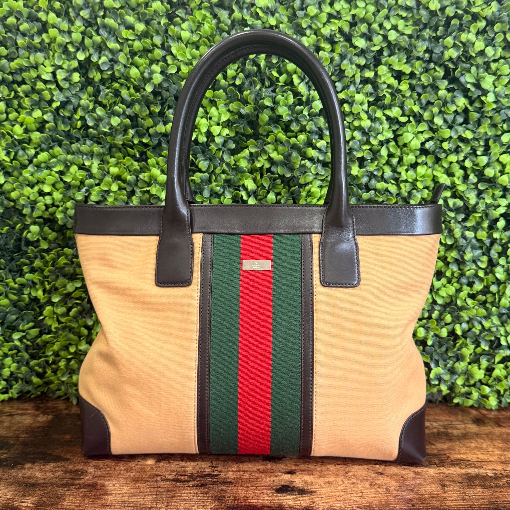 Gucci Vintage Web Sherry Line Tote Bag