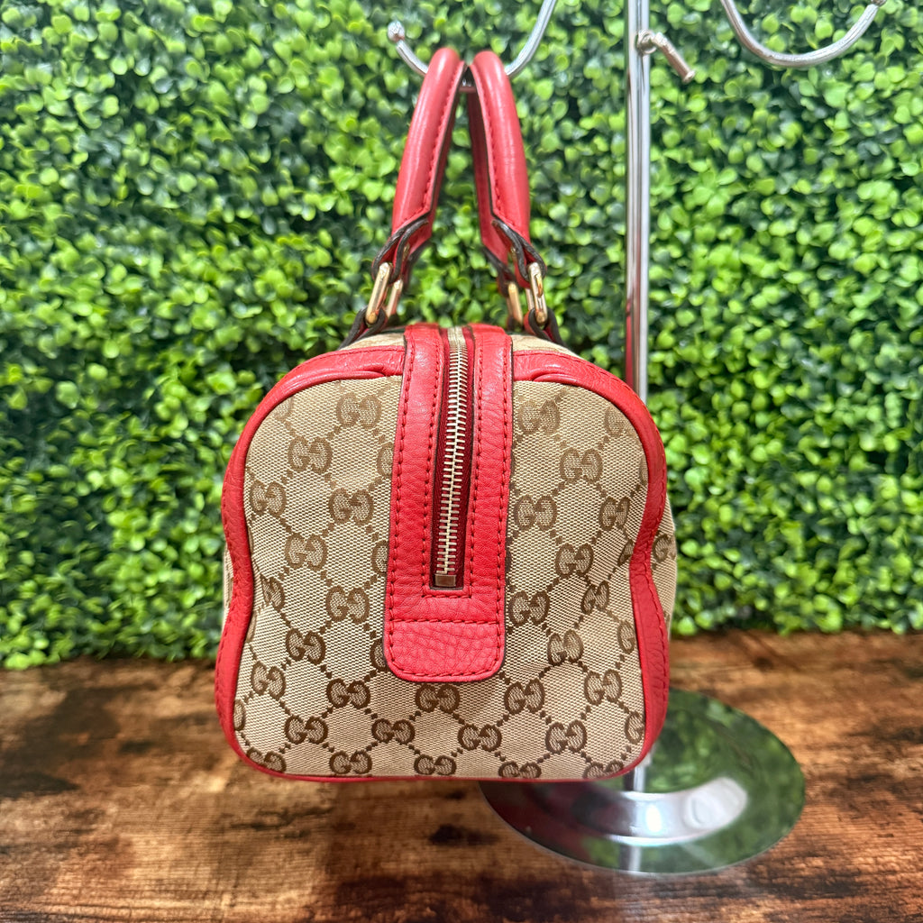 Gucci GG Canvas Small Web Boston Bag