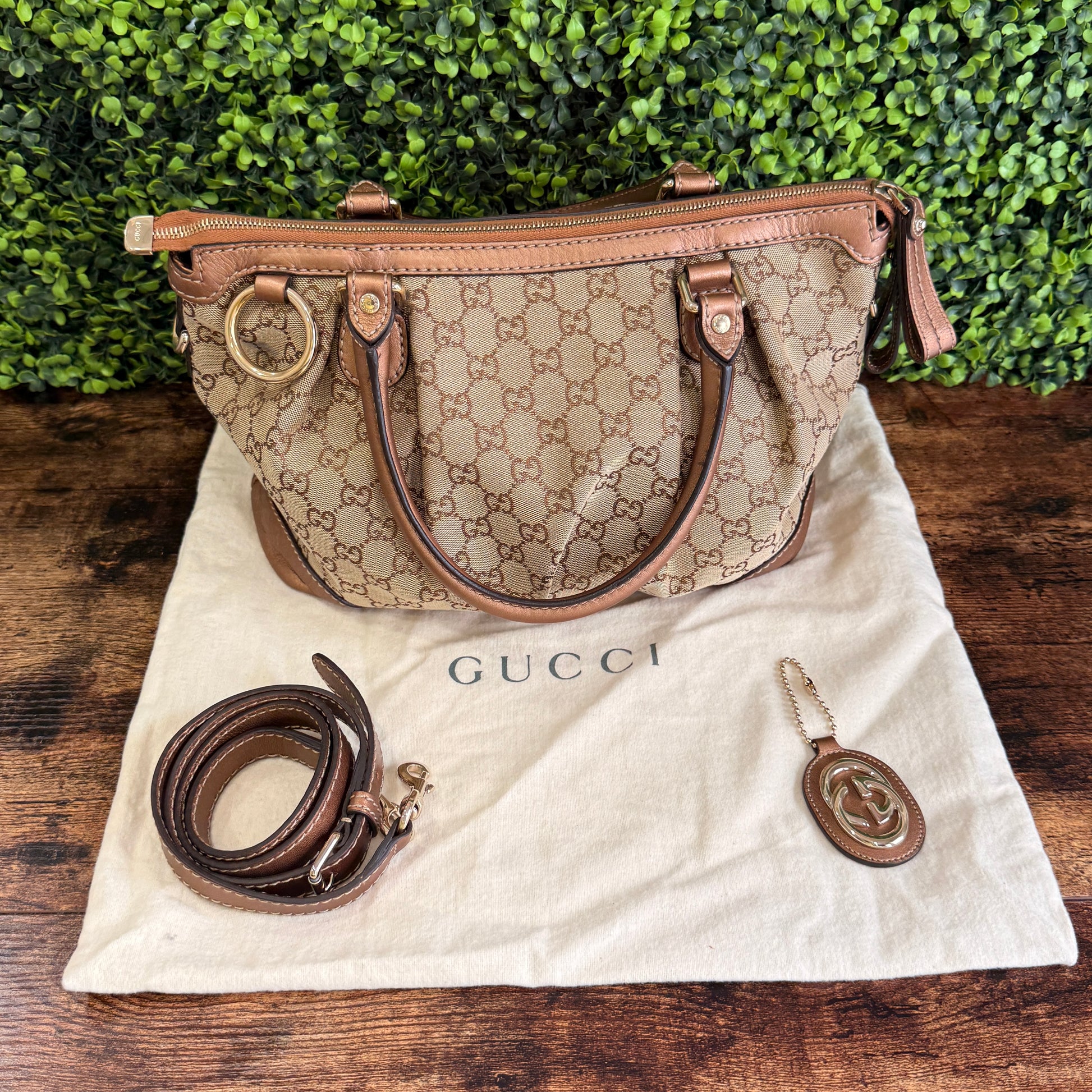 Gucci GG Canvas Sukey Satchel Bag