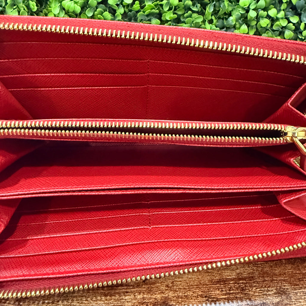 Prada Red Saffiano Leather Wallet