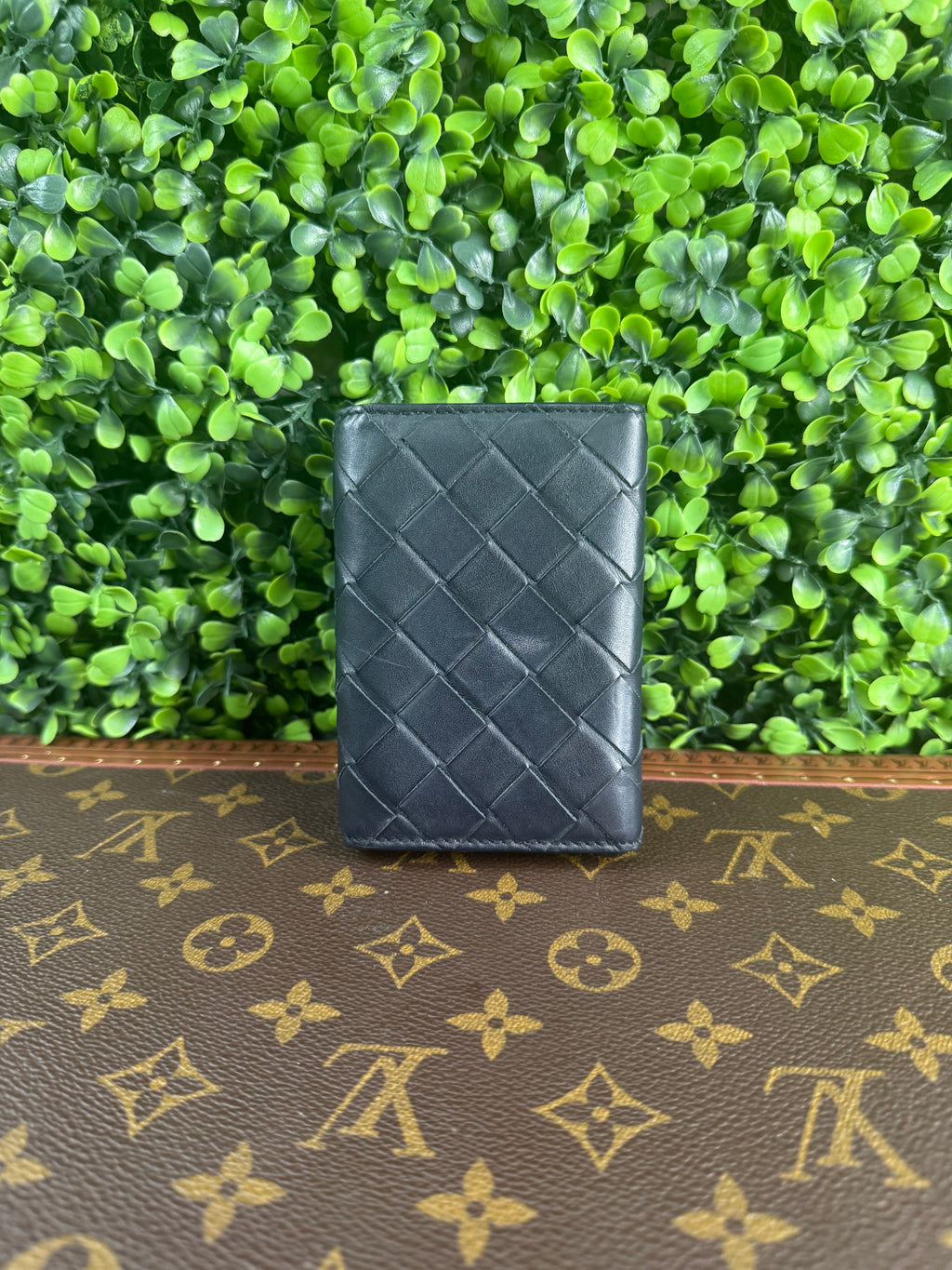 Bottega Venetta Black & Yellow Intrecciato Key Holder