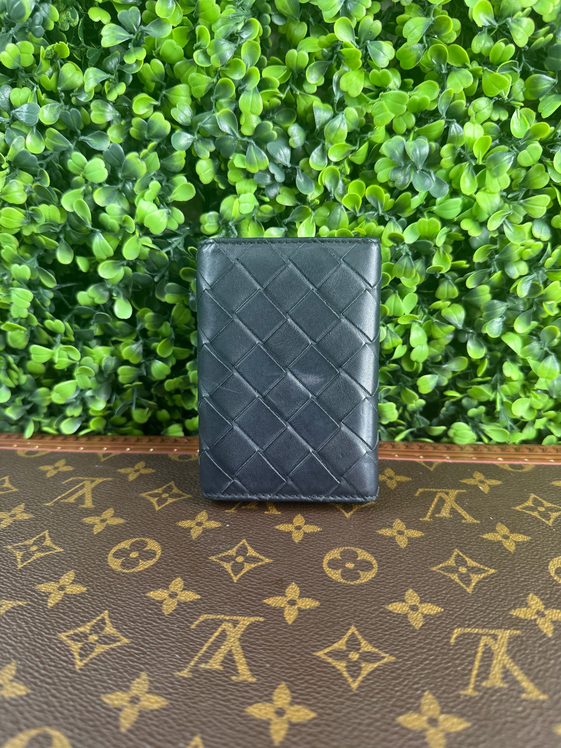 Bottega Venetta Black & Yellow Intrecciato Key Holder