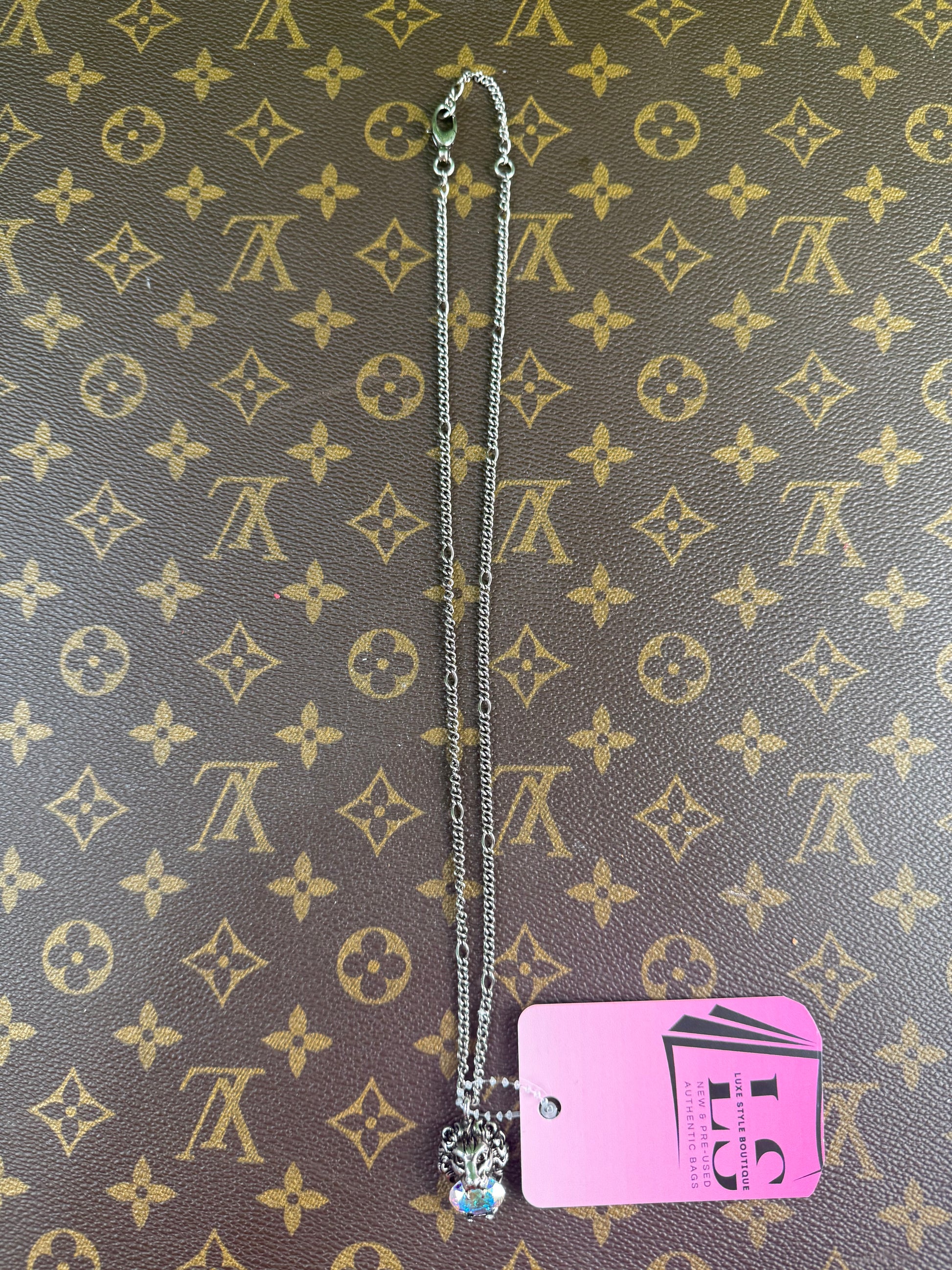 Gucci Metal Crystal Lion Head Necklace