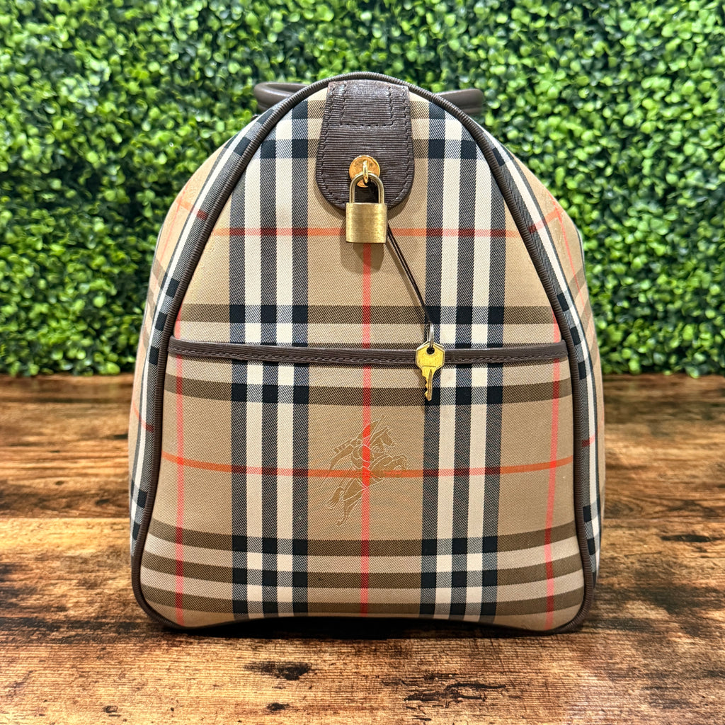 Burberry Haymarket Check Travel Duffle Bag