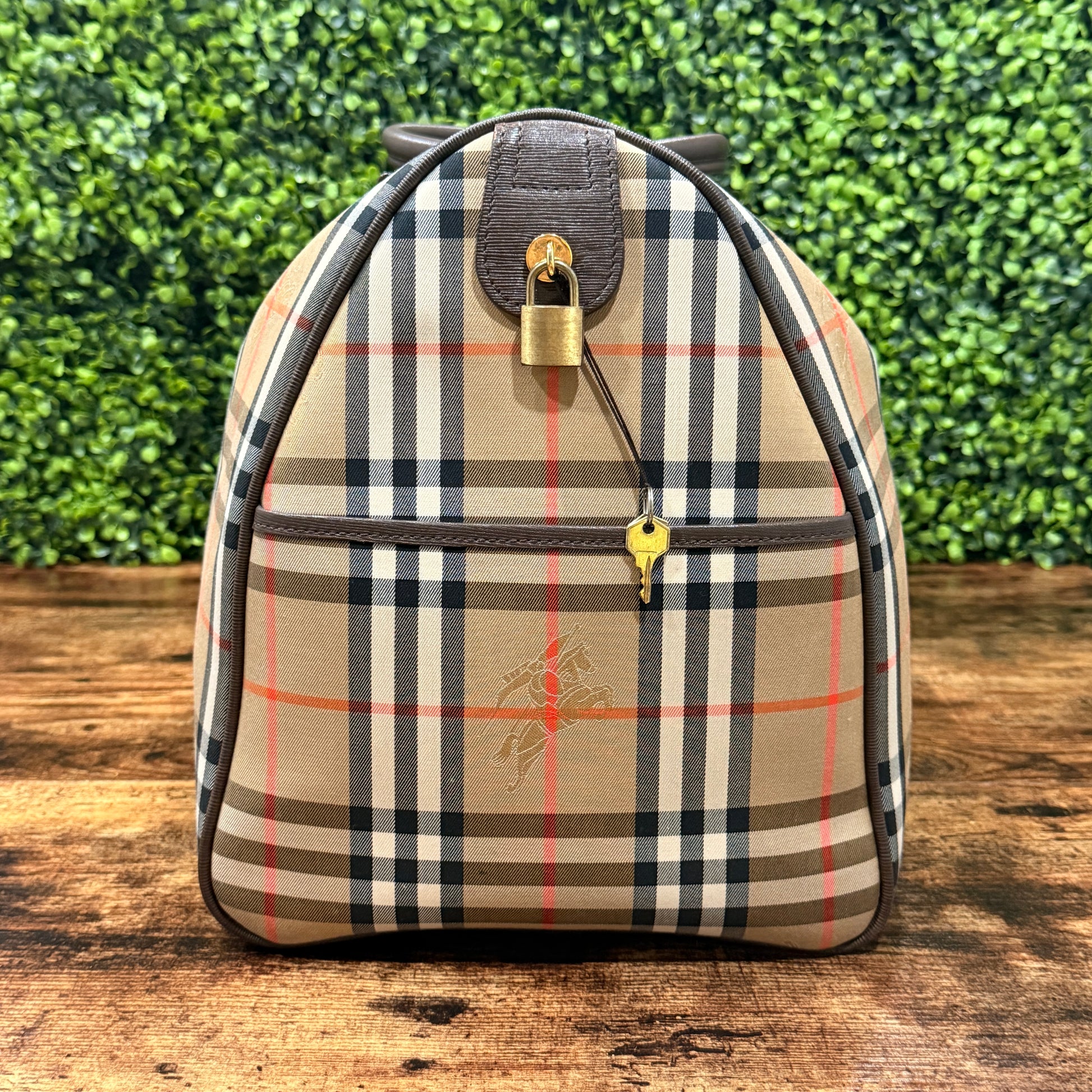 Burberry Haymarket Check Travel Duffle Bag