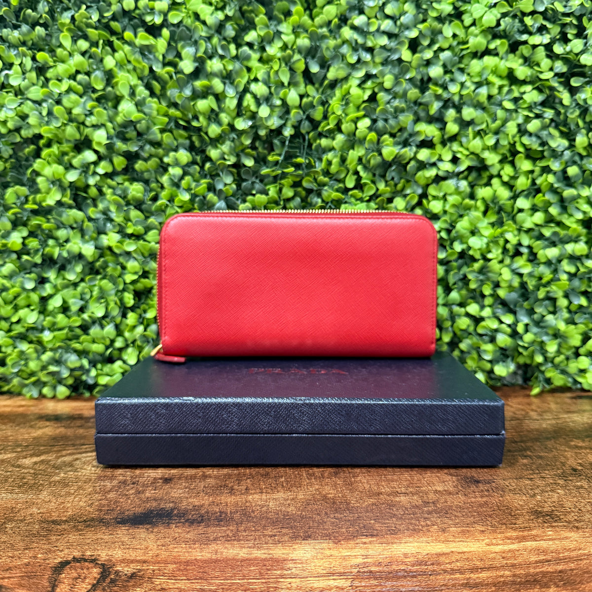 Prada Red Saffiano Leather Wallet