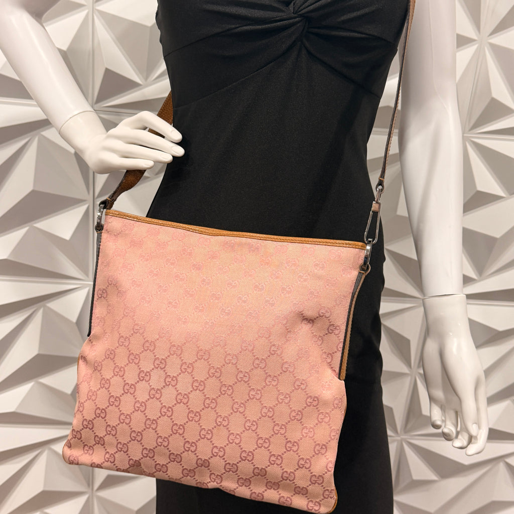 Gucci Pink GG Canvas Crossbody Bag