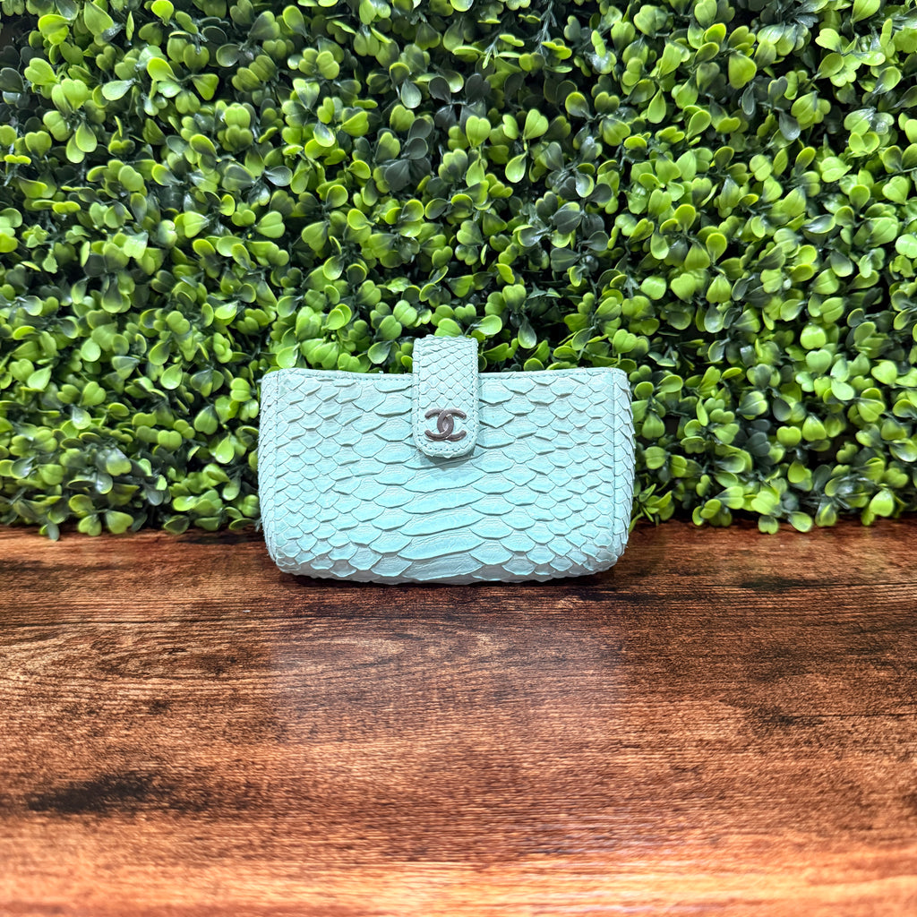 Chanel Python Mint Phone Holder Clutch