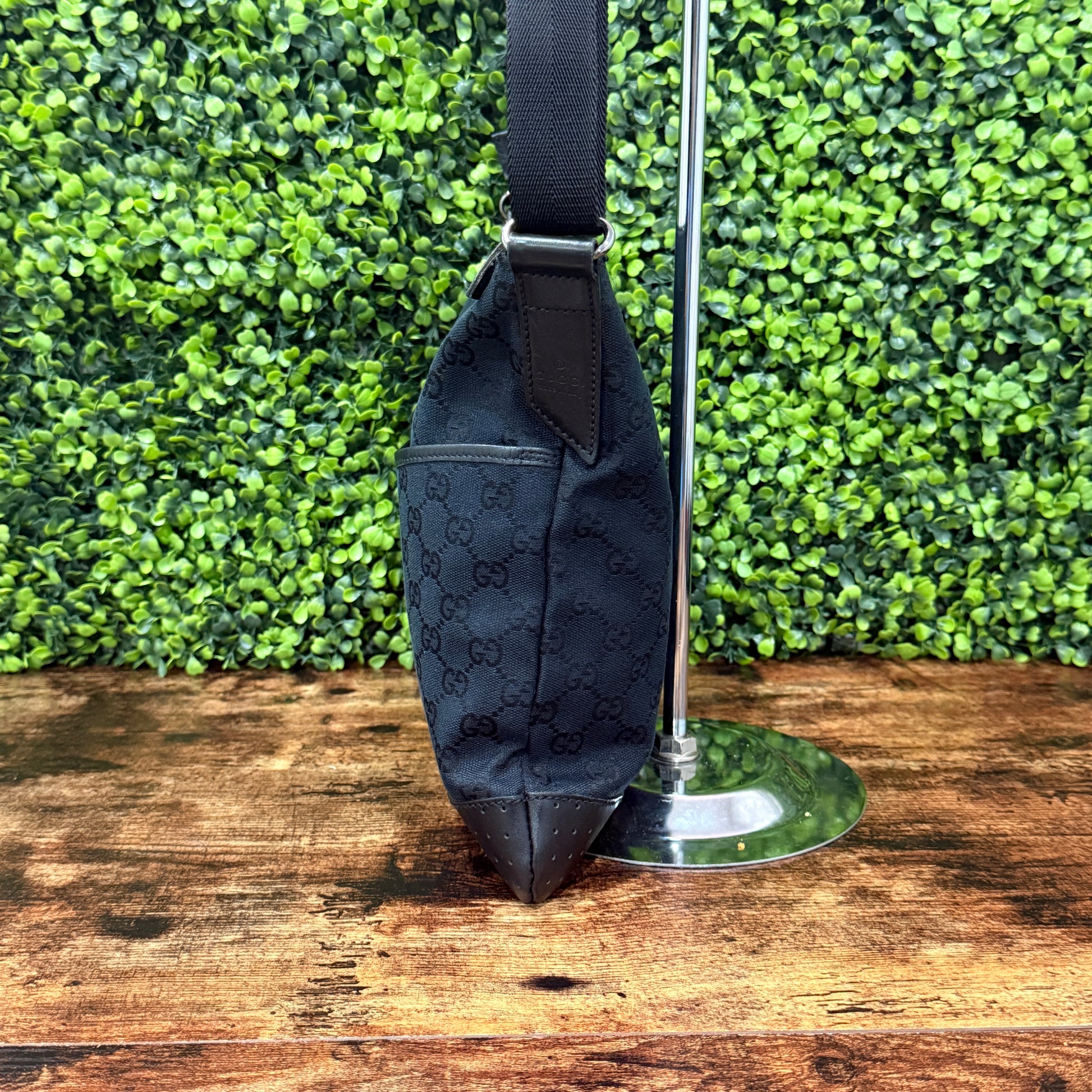 Gucci GG Black Canvas Messenger Crossbody