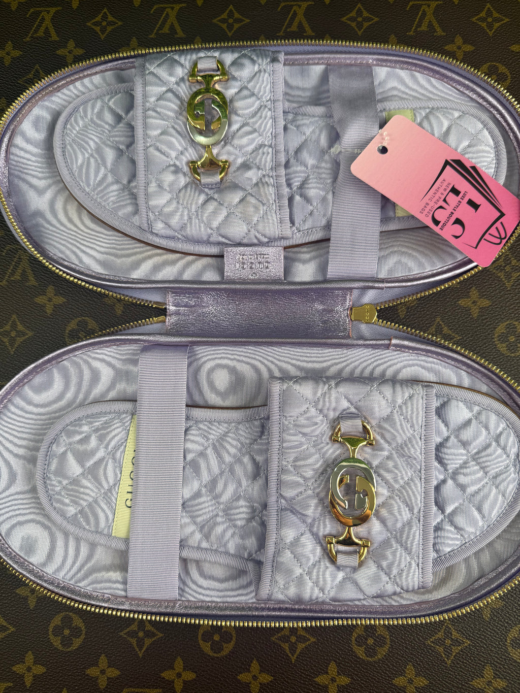 Gucci Lilac GG Quilted Flat Sandals