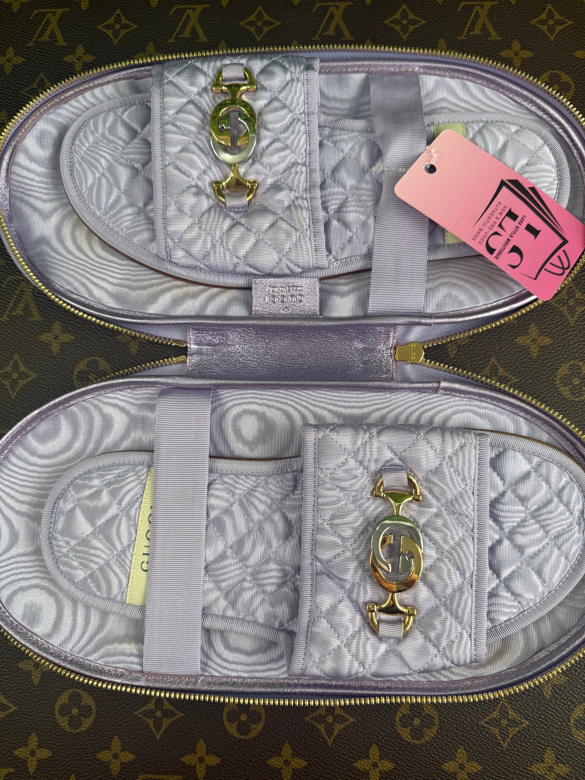 Gucci Lilac GG Quilted Flat Sandals