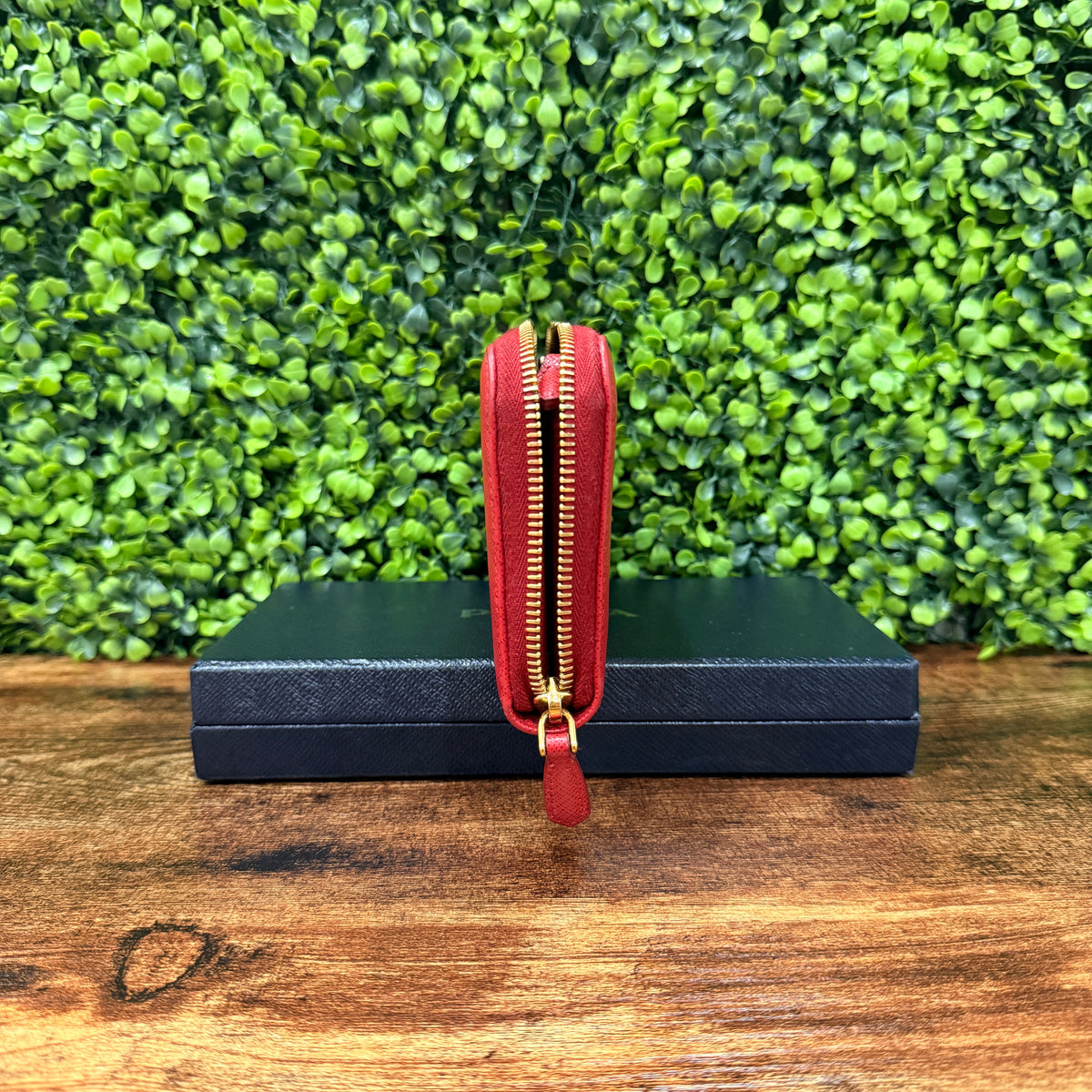 Prada Red Saffiano Leather Wallet