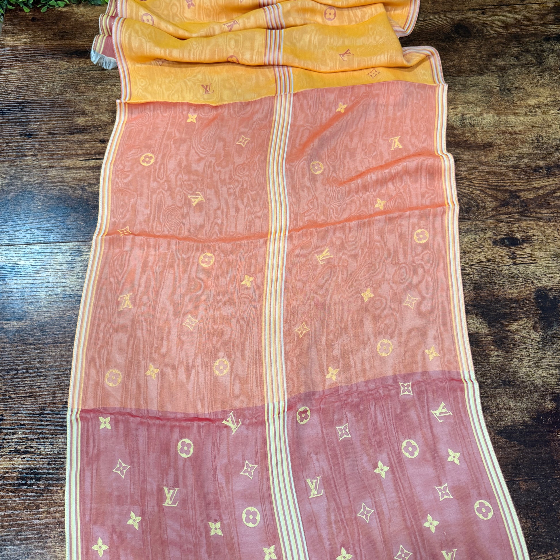Louis Vuitton Monogram Silk Scarf Orange, Red & Yellow