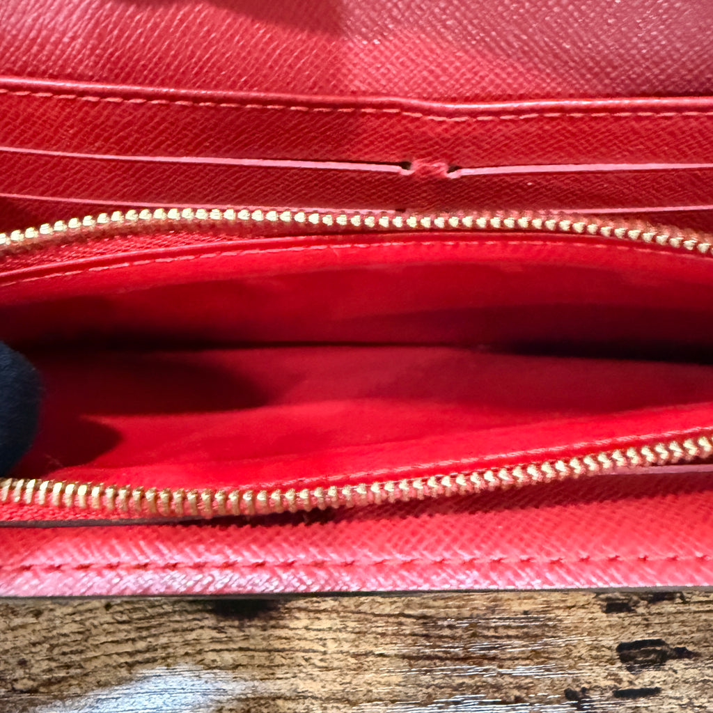 Louis Vuitton Monogram Retiro Sarah Wallet Red Trim