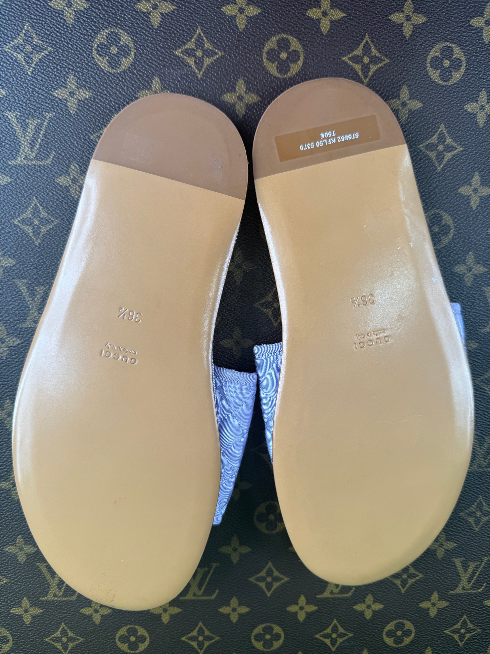 Gucci Lilac GG Quilted Flat Sandals