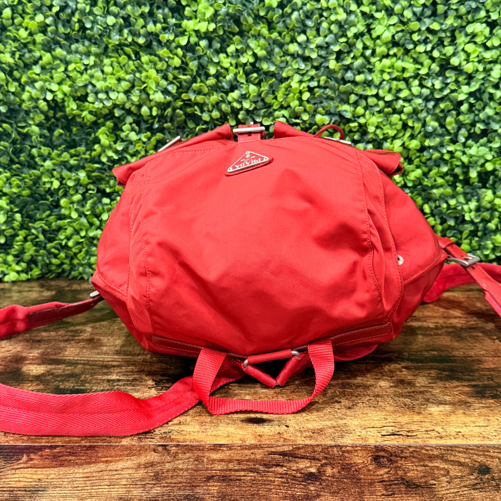Prada Tessuto Vela Nylon Backpack Red