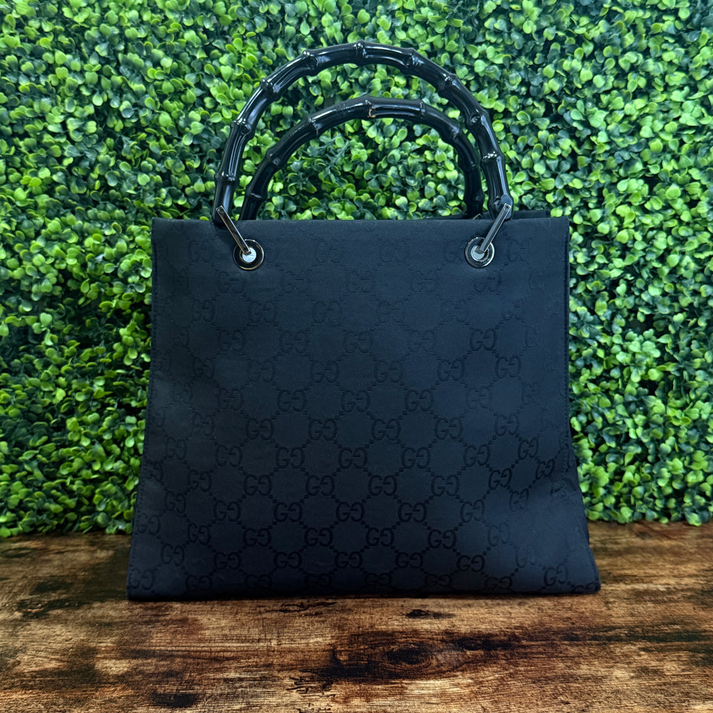 Gucci Black Bamboo Tote Bag