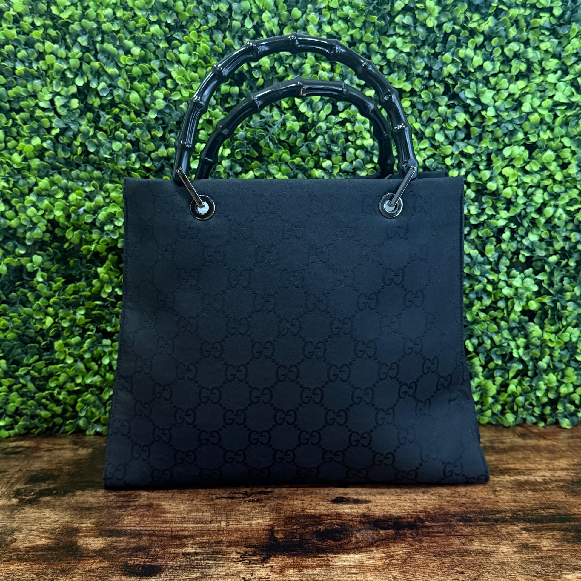 Gucci Black Bamboo Tote Bag