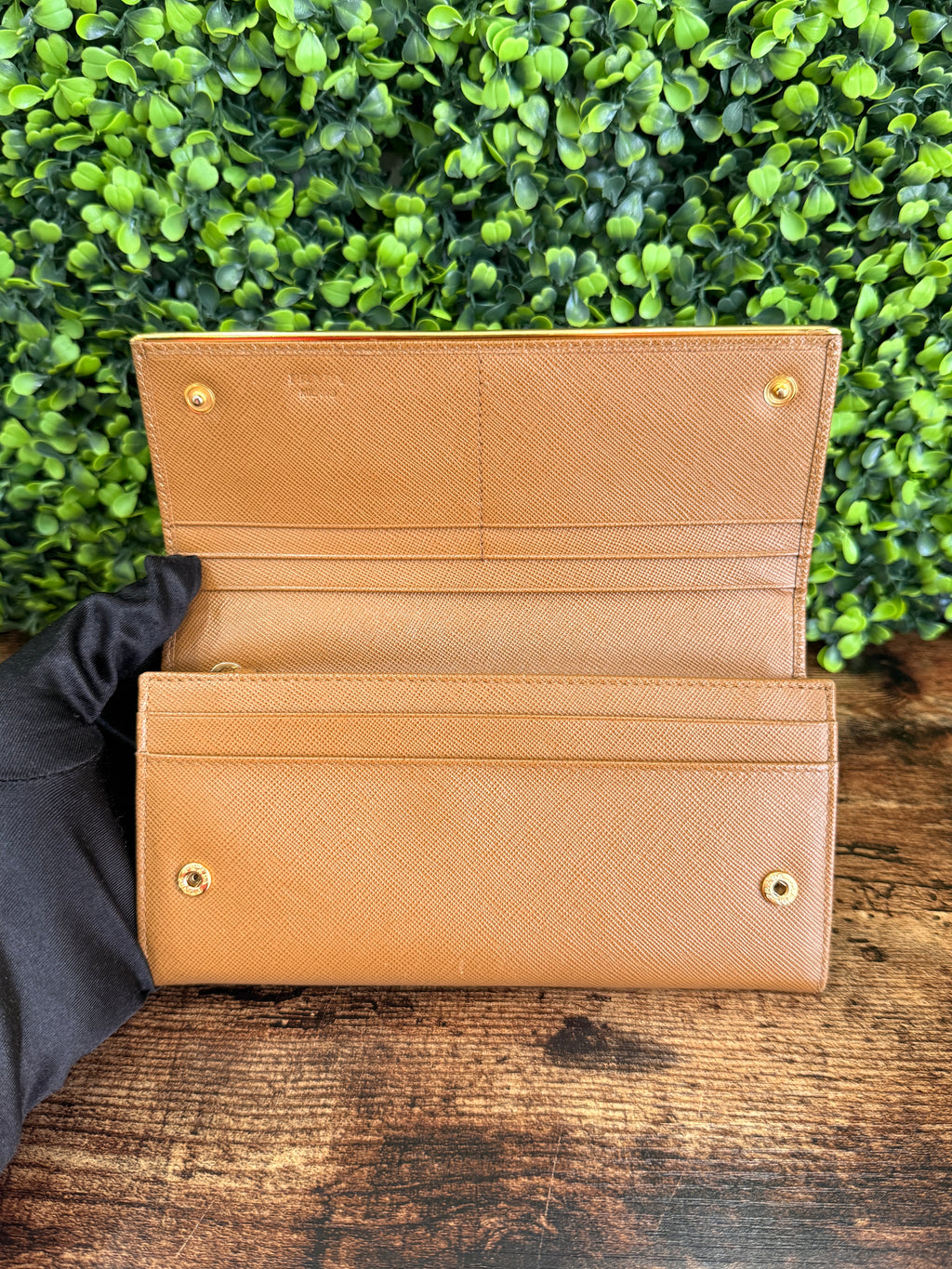 Prada Beige Saffiano Continental Flap Wallet