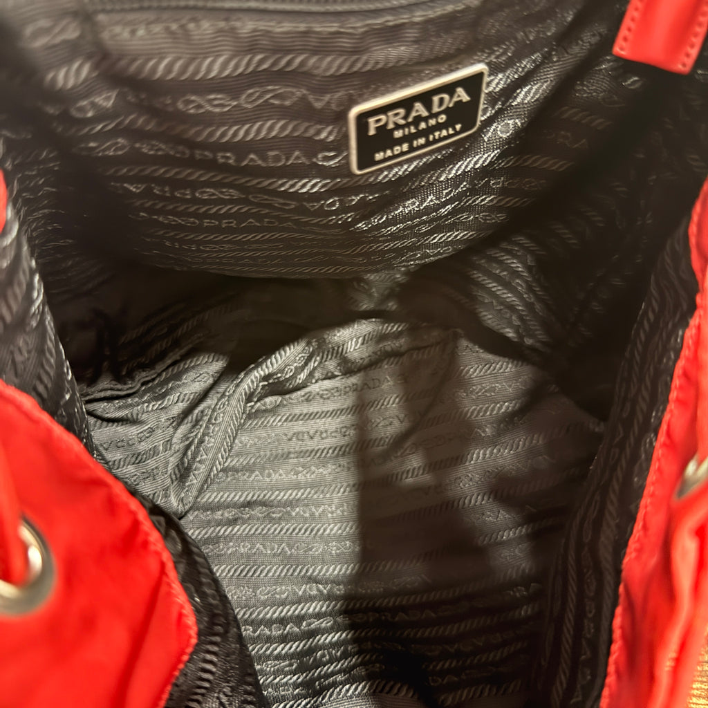 Prada Red Tessuto Drawstring Backpack