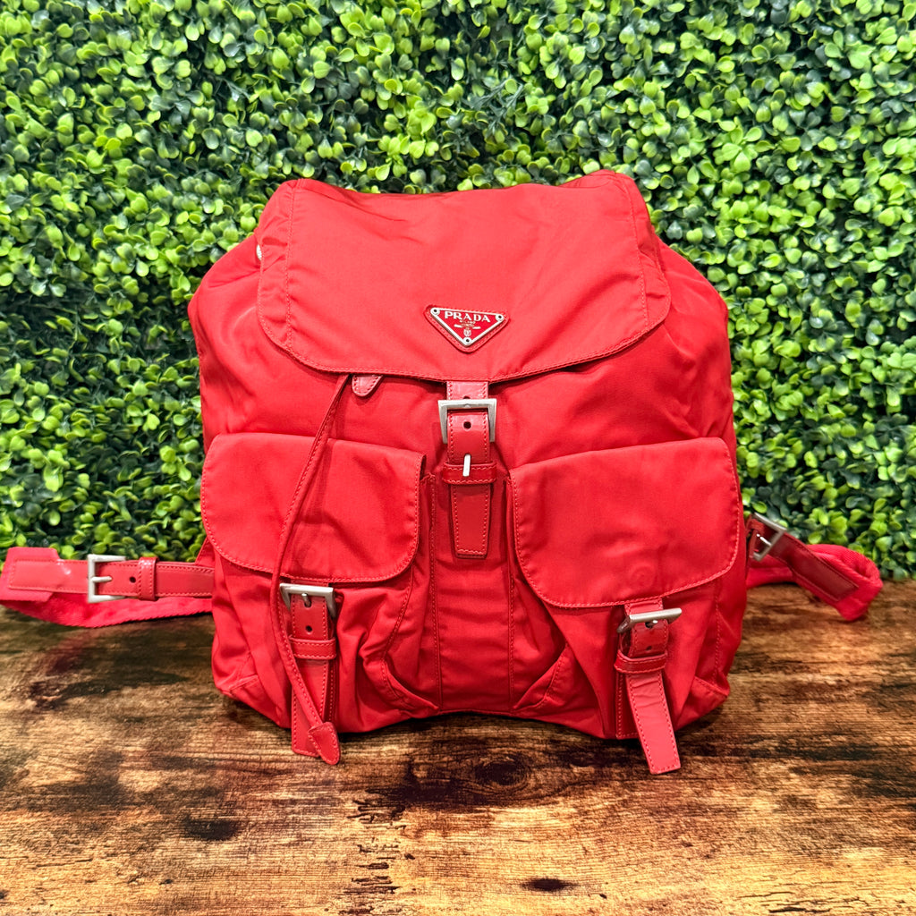 Prada Tessuto Vela Nylon Backpack Red