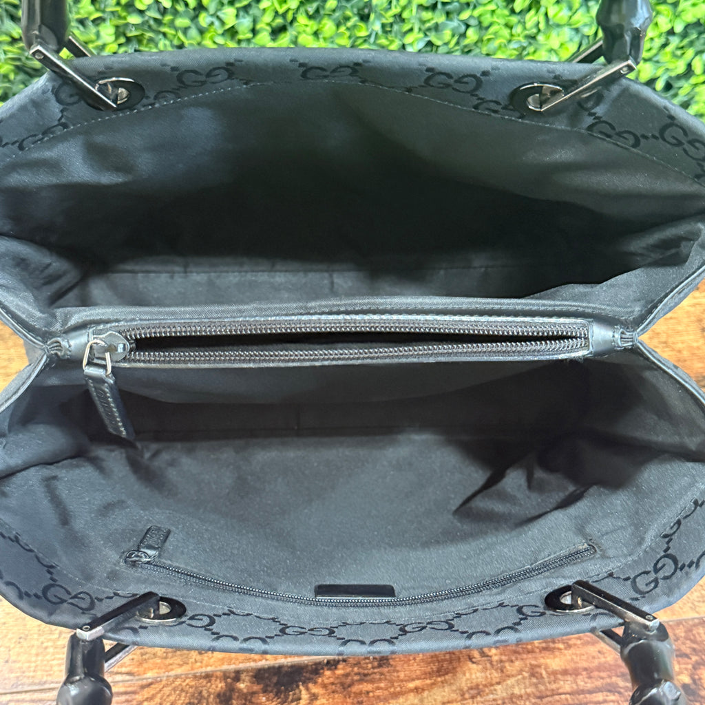 Gucci Black Bamboo Tote Bag