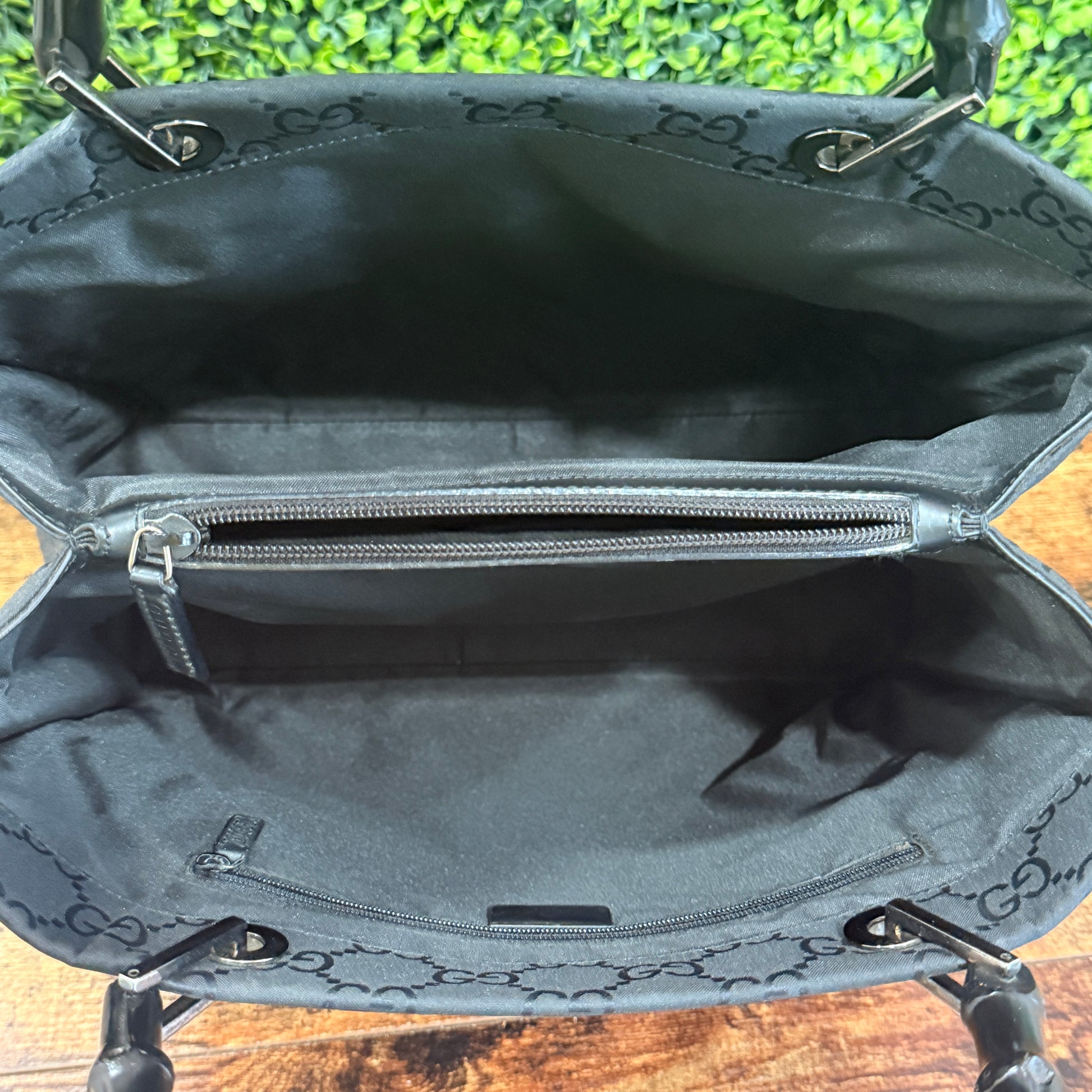 Gucci Black Bamboo Tote Bag