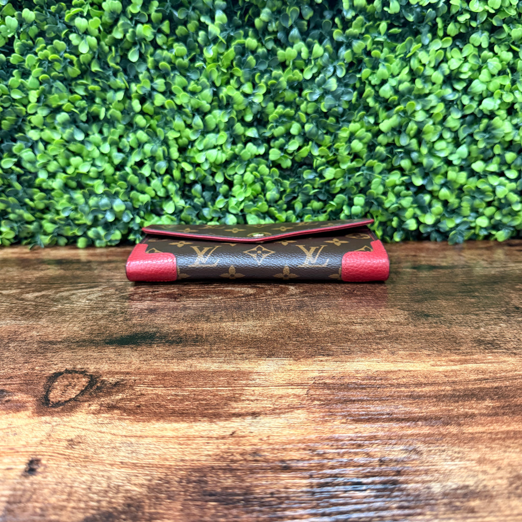 Louis Vuitton Monogram Retiro Sarah Wallet Red Trim