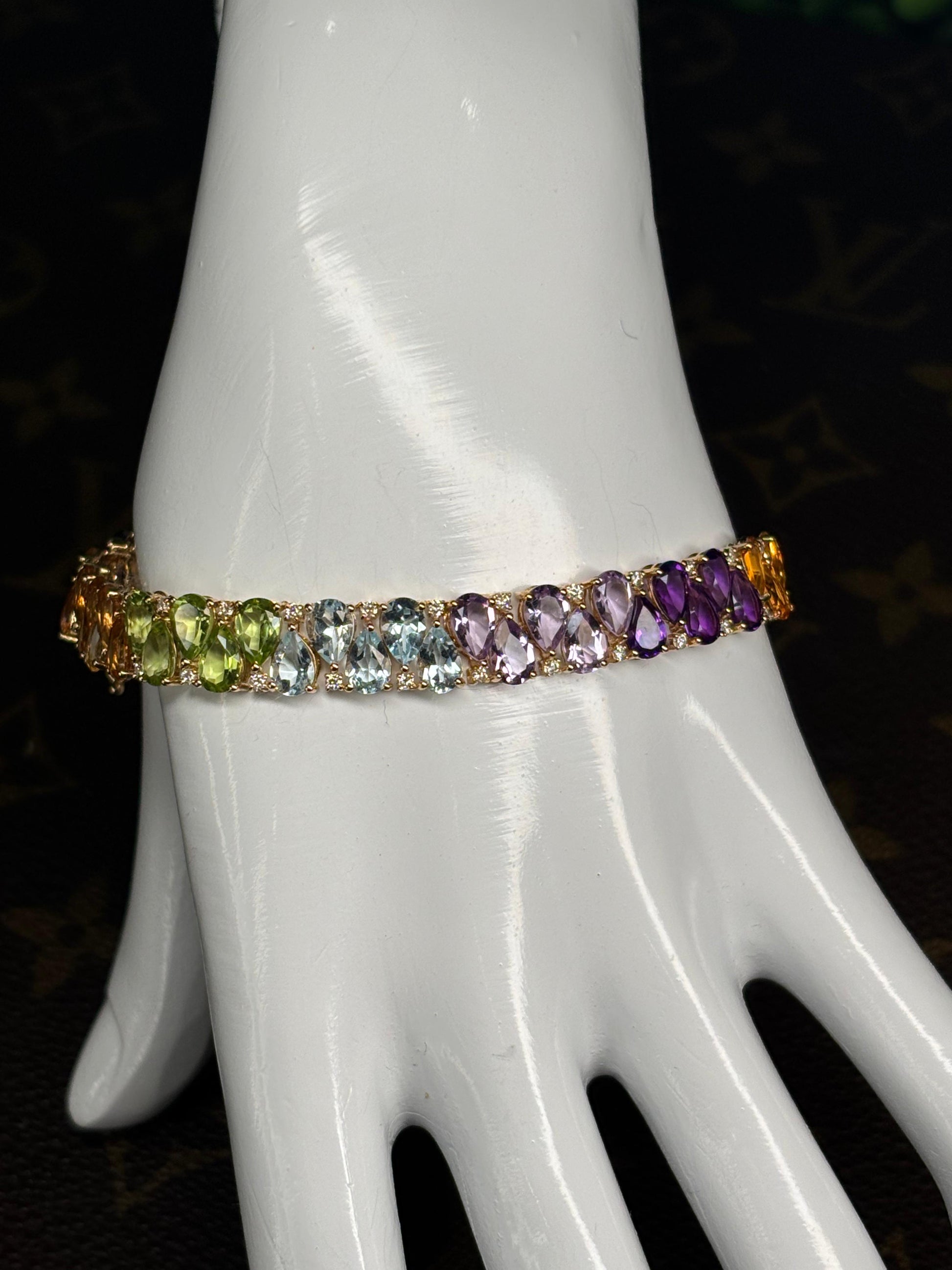 Bracelet Yellow Gold 18K w/Multiple Gems & Diamonds
