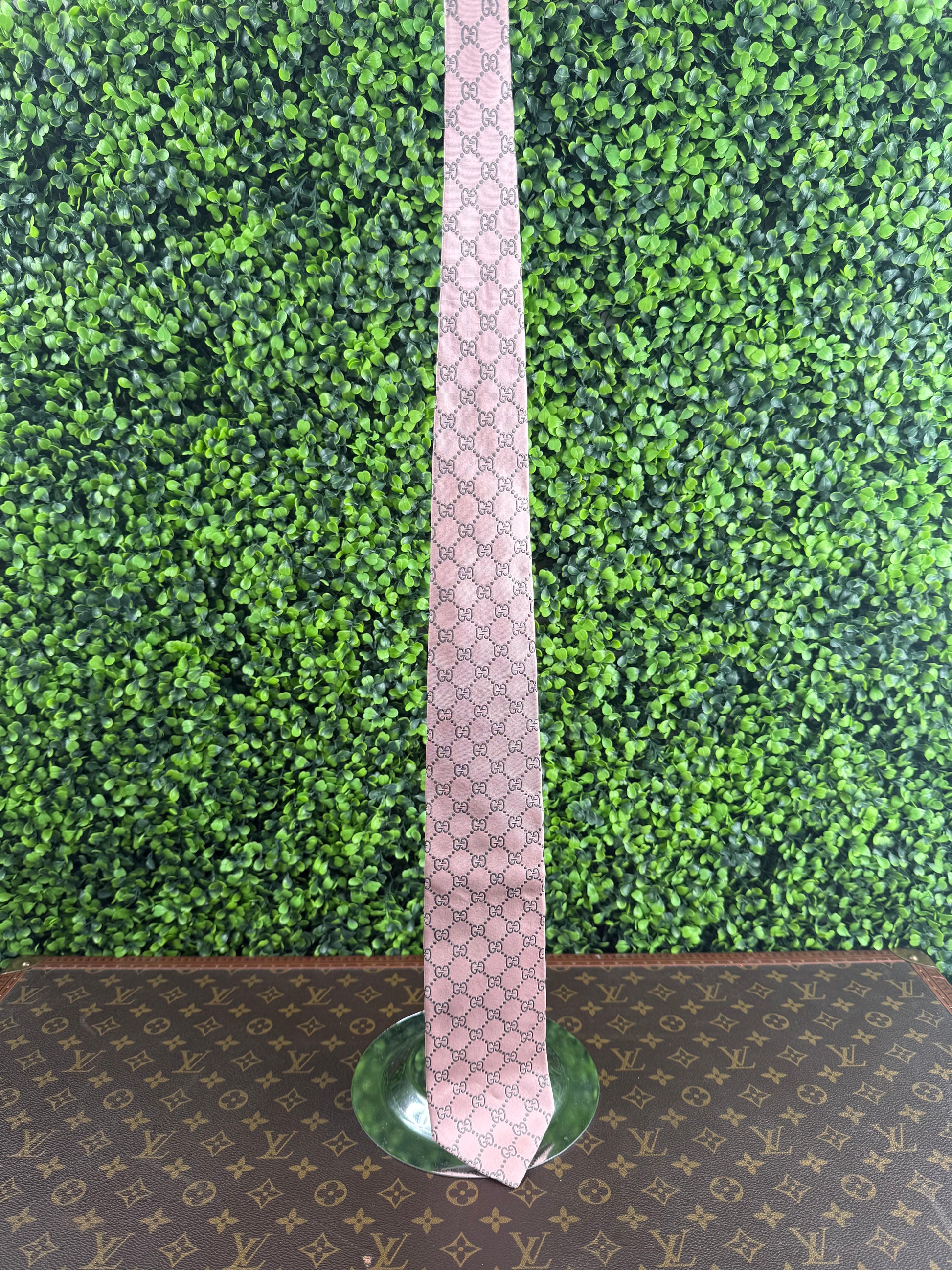 Gucci Pink GG Monogram Silk Tie