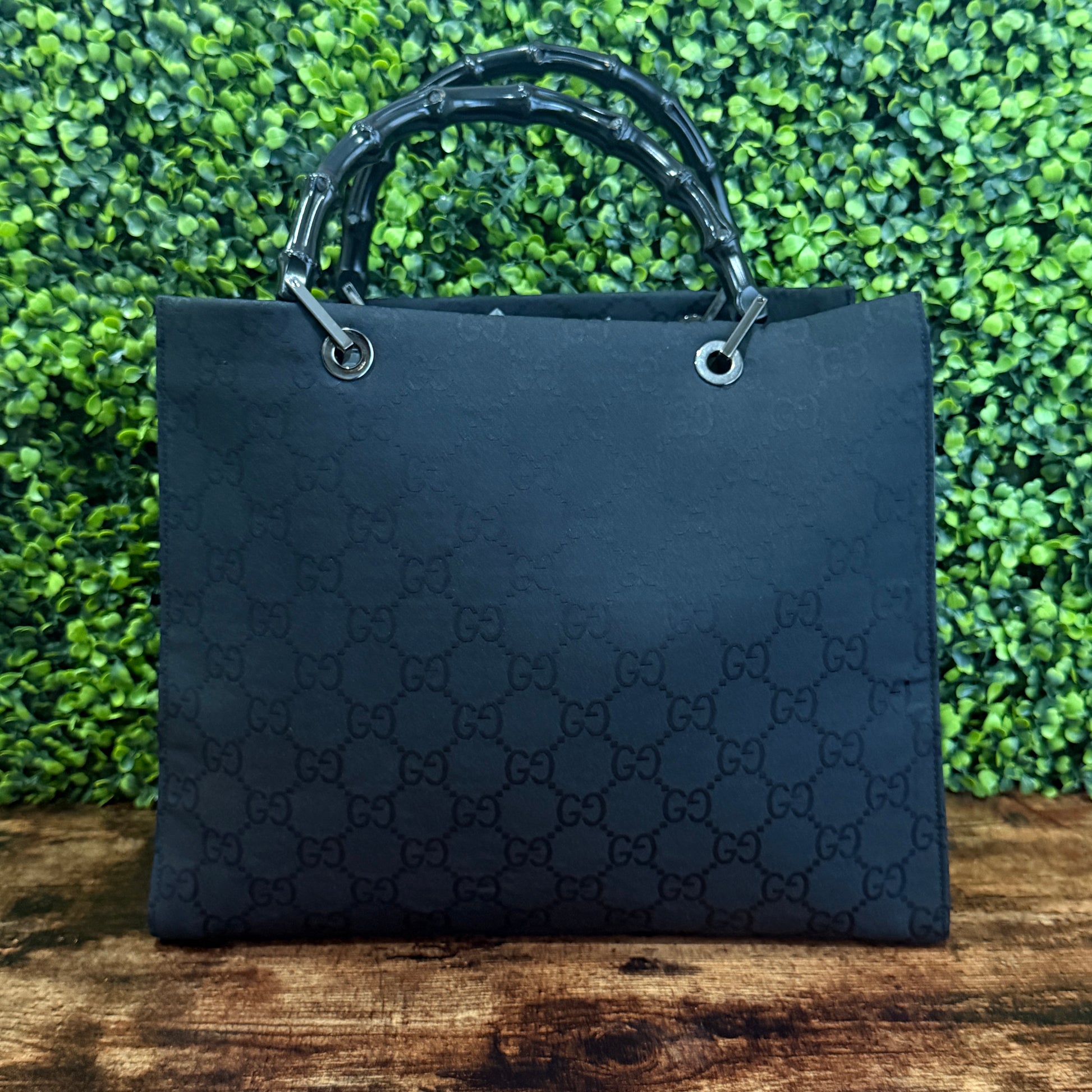 Gucci Black Bamboo Tote Bag