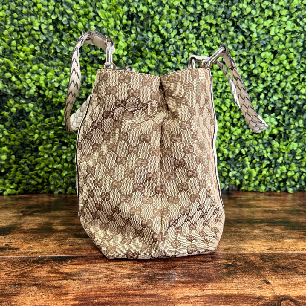 Gucci GG Canvas Bamboo Bar Tote