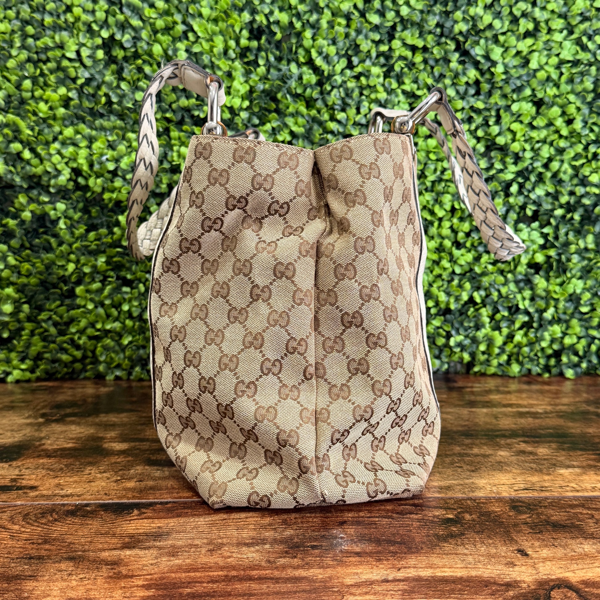 Gucci GG Canvas Bamboo Bar Tote