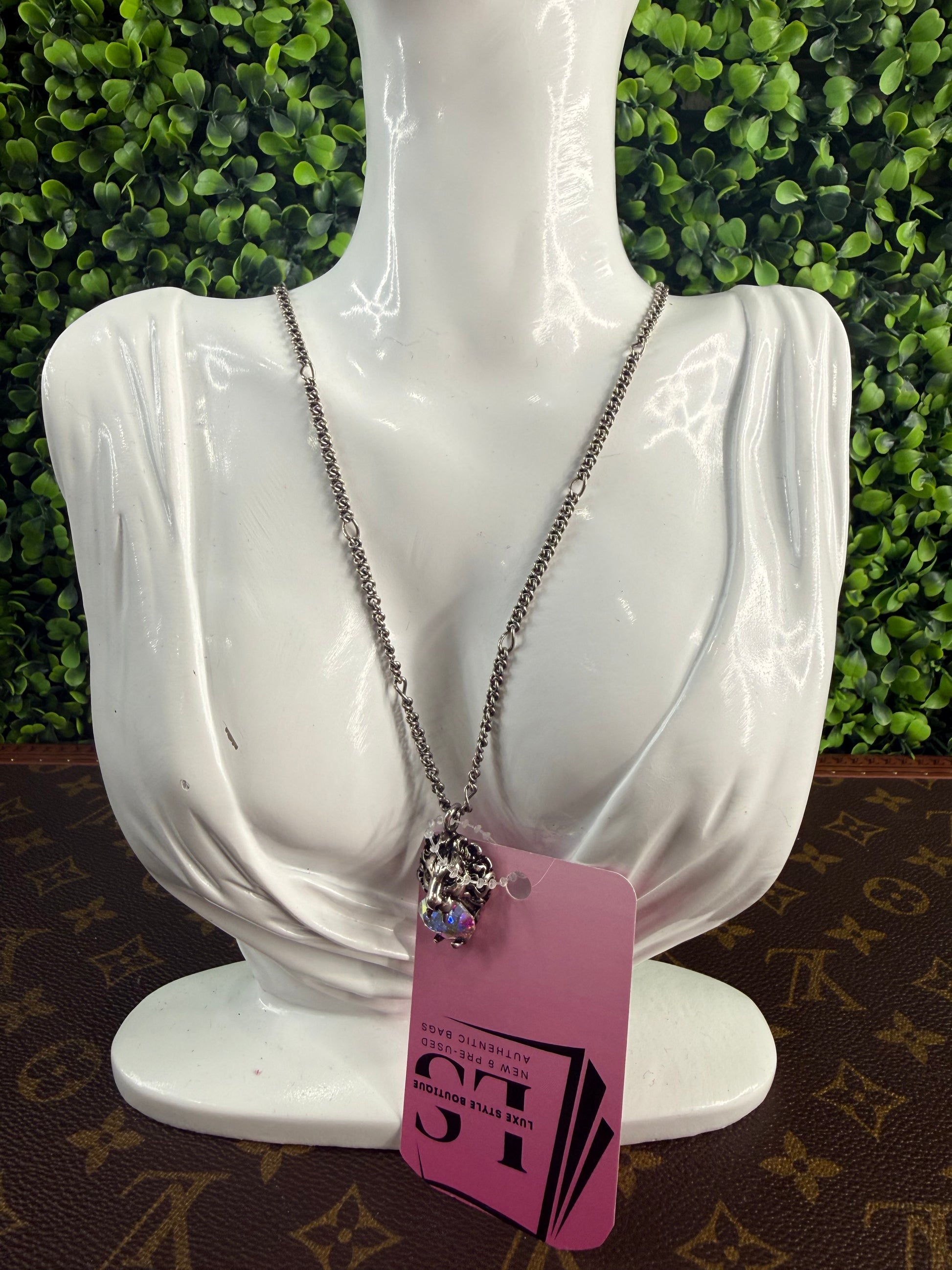 Gucci Metal Crystal Lion Head Necklace