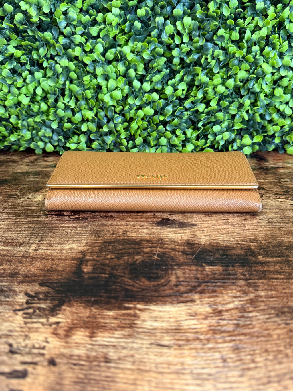 Prada Beige Saffiano Continental Flap Wallet
