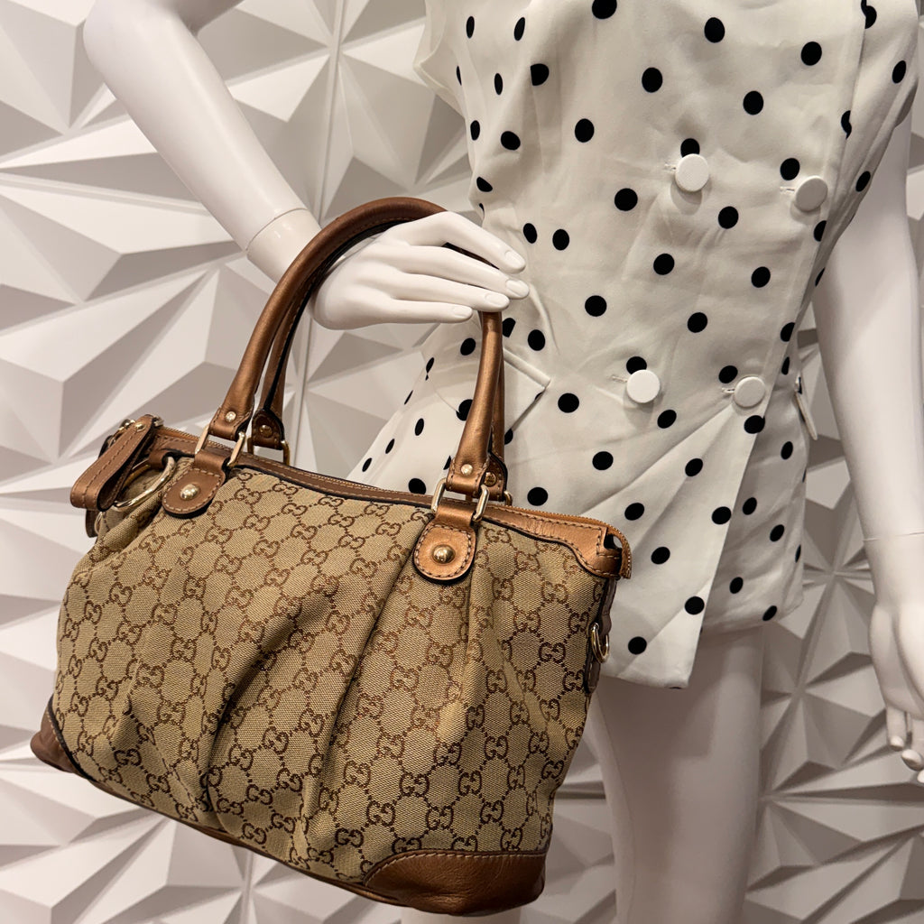Gucci GG Canvas Sukey Satchel Bag