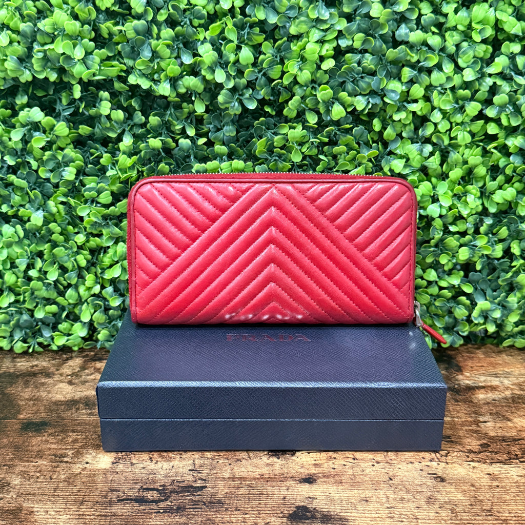 Prada Red Diagramme Wallet