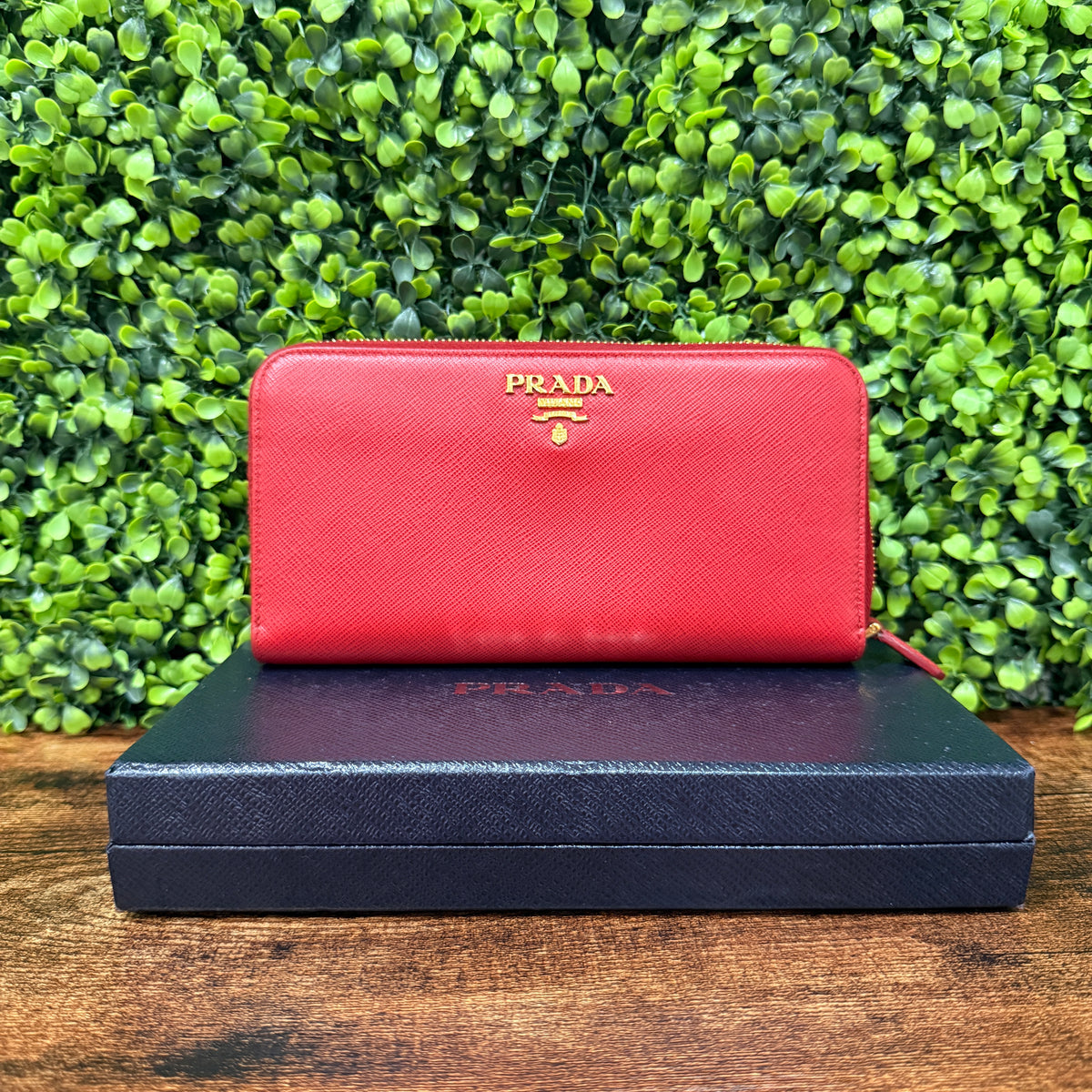 Prada Red Saffiano Leather Wallet