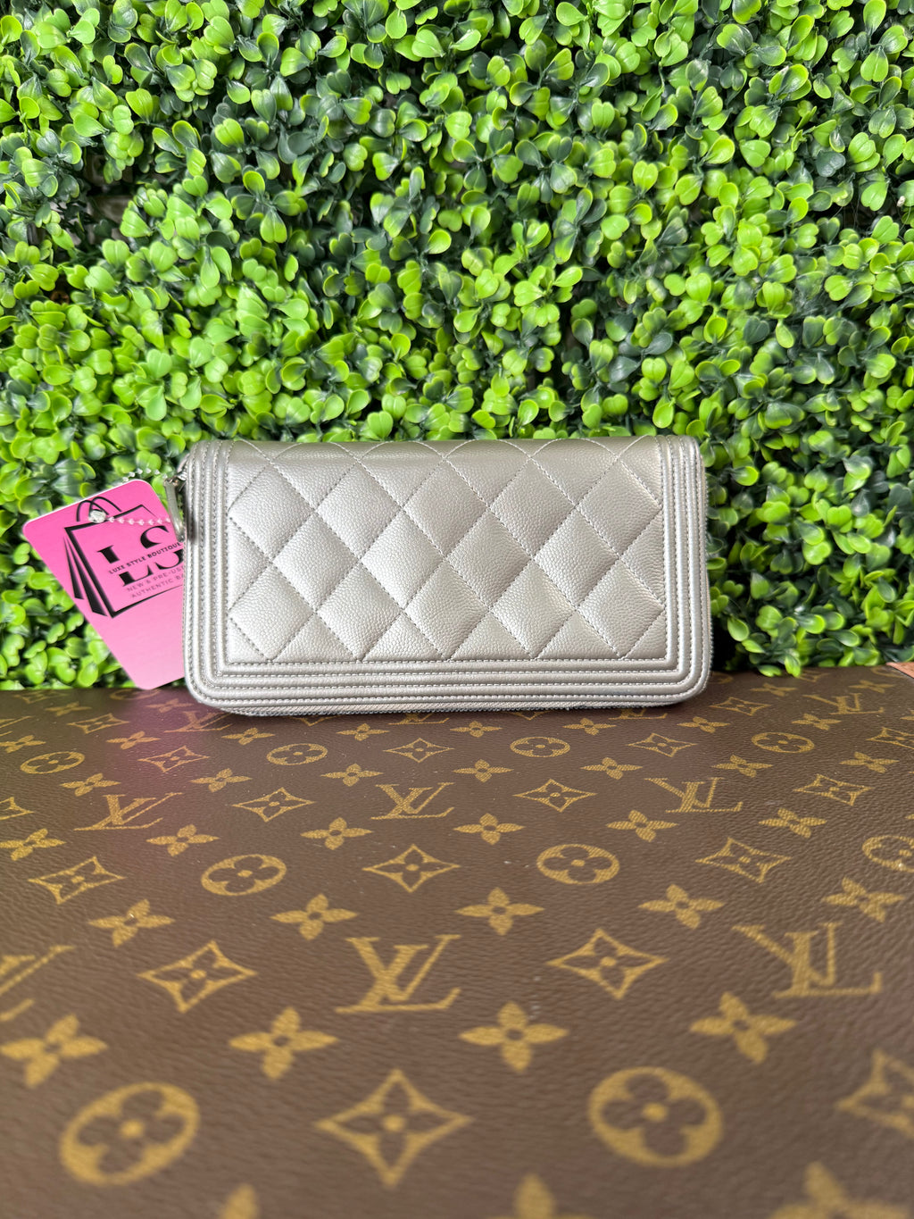 Chanel Boy Wallet Silver