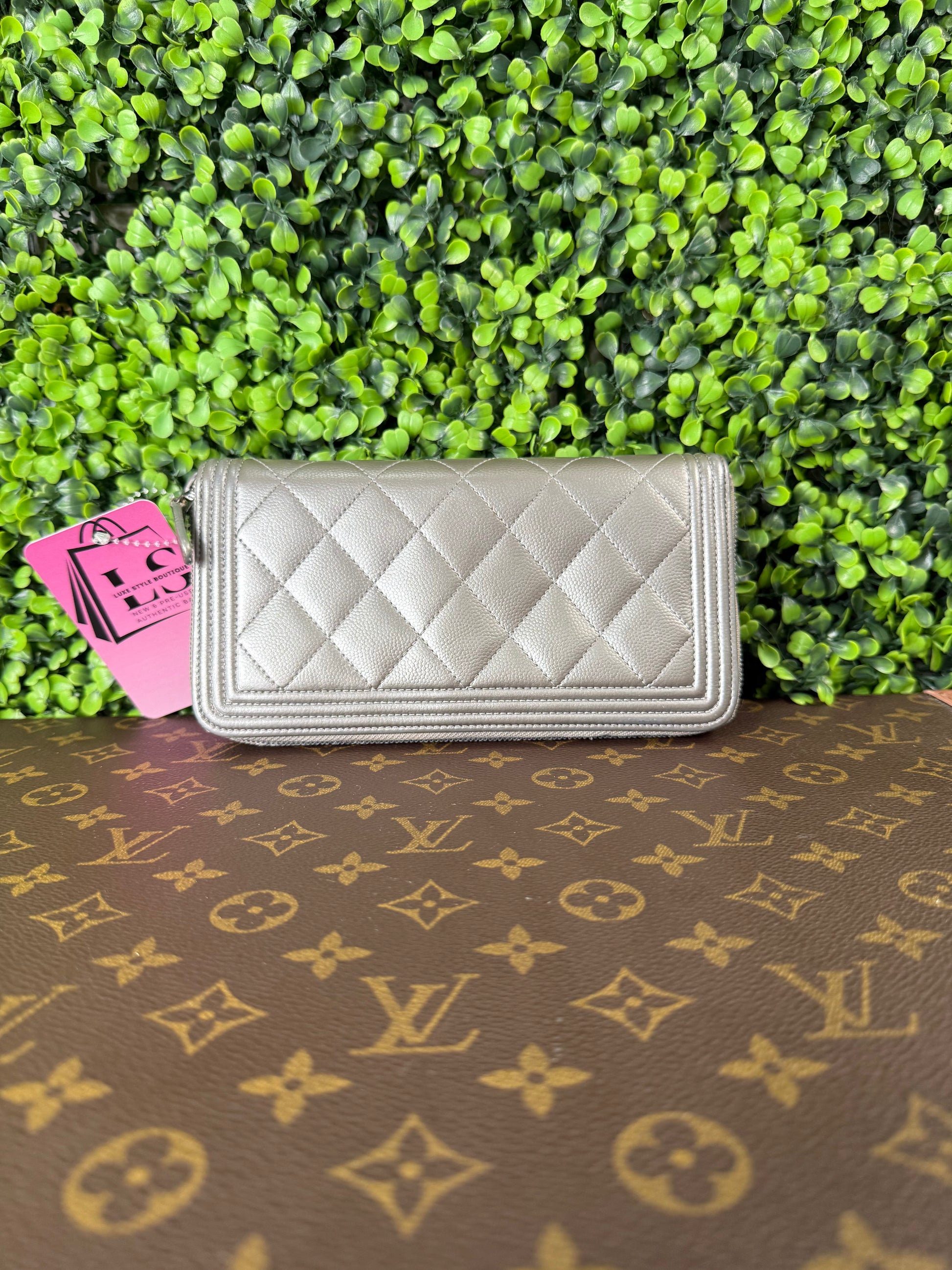 Chanel Boy Wallet Silver