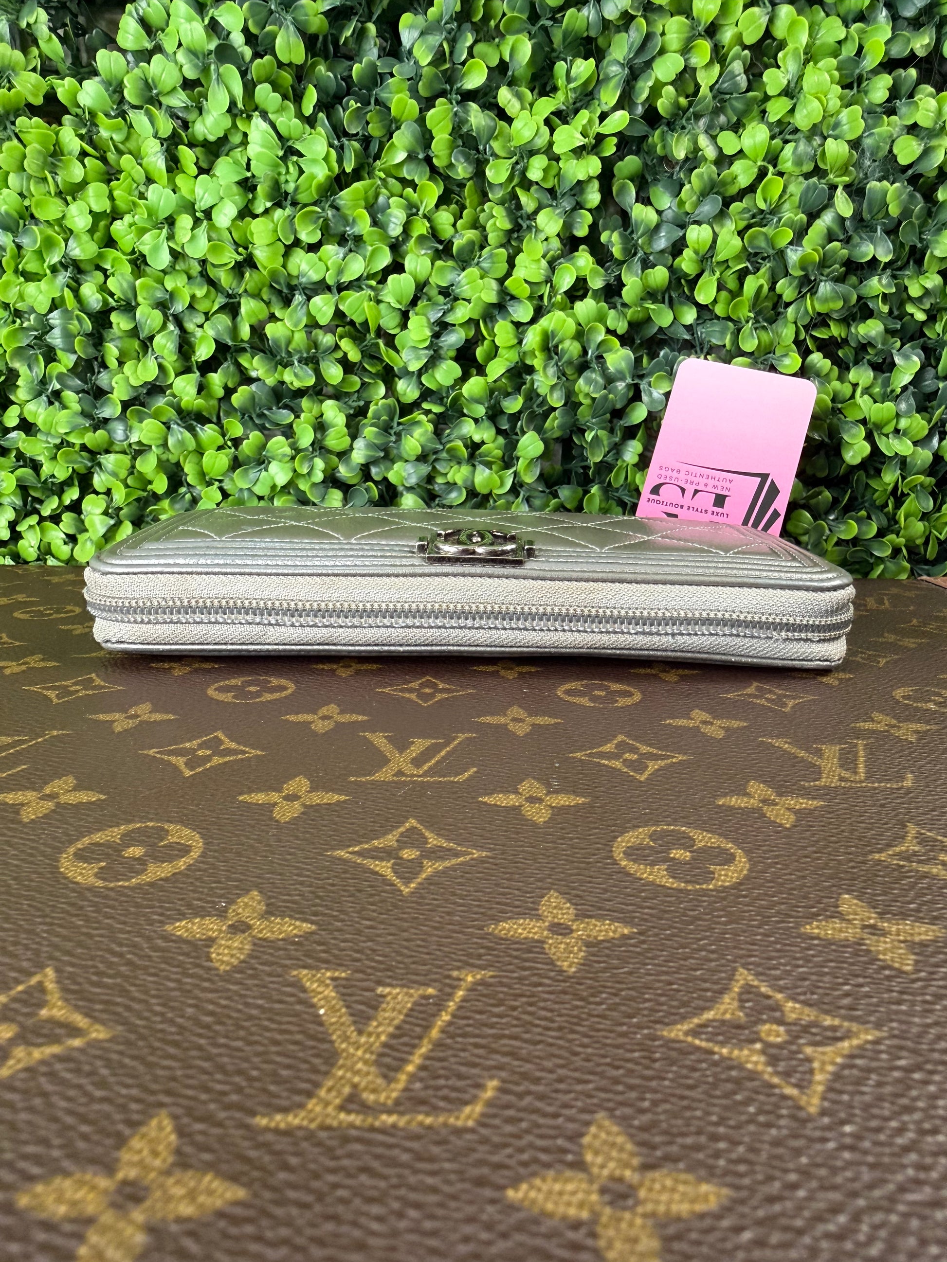 Chanel Boy Wallet Silver