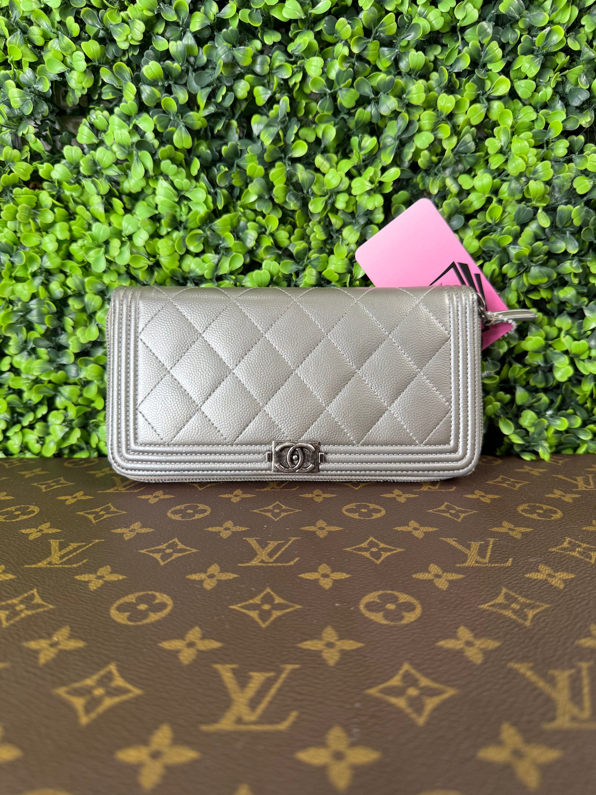 Chanel Boy Wallet Silver