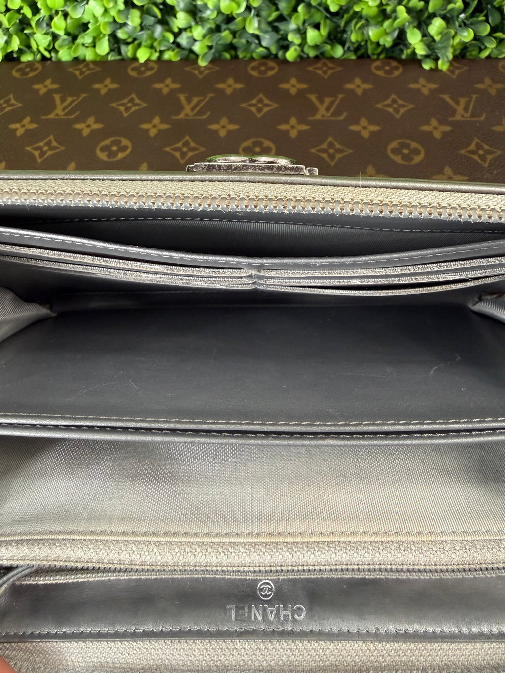 Chanel Boy Wallet Silver