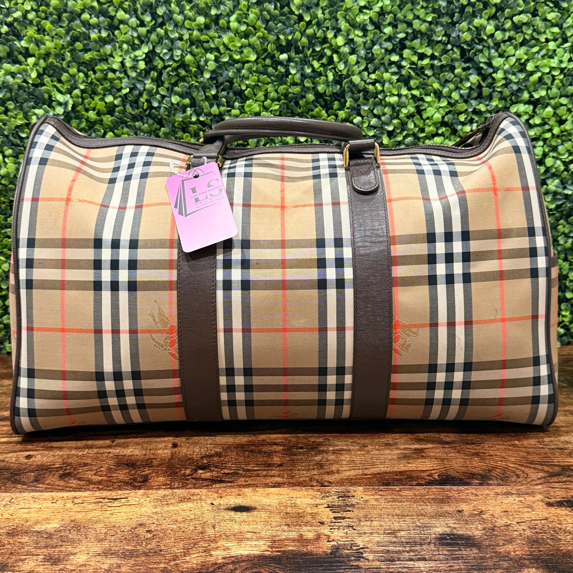 Burberry Haymarket Check Travel Duffle Bag