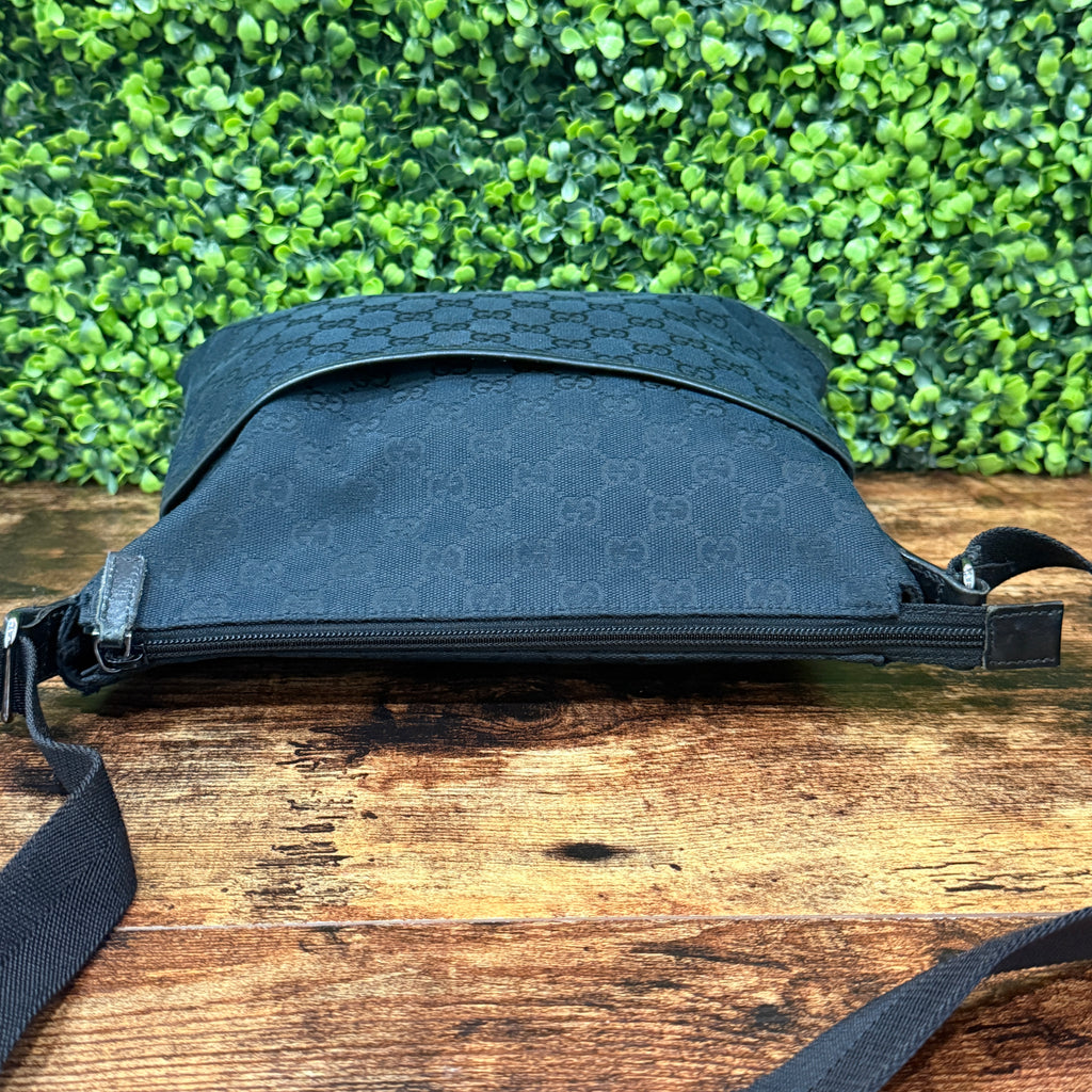 Gucci GG Black Canvas Messenger Crossbody