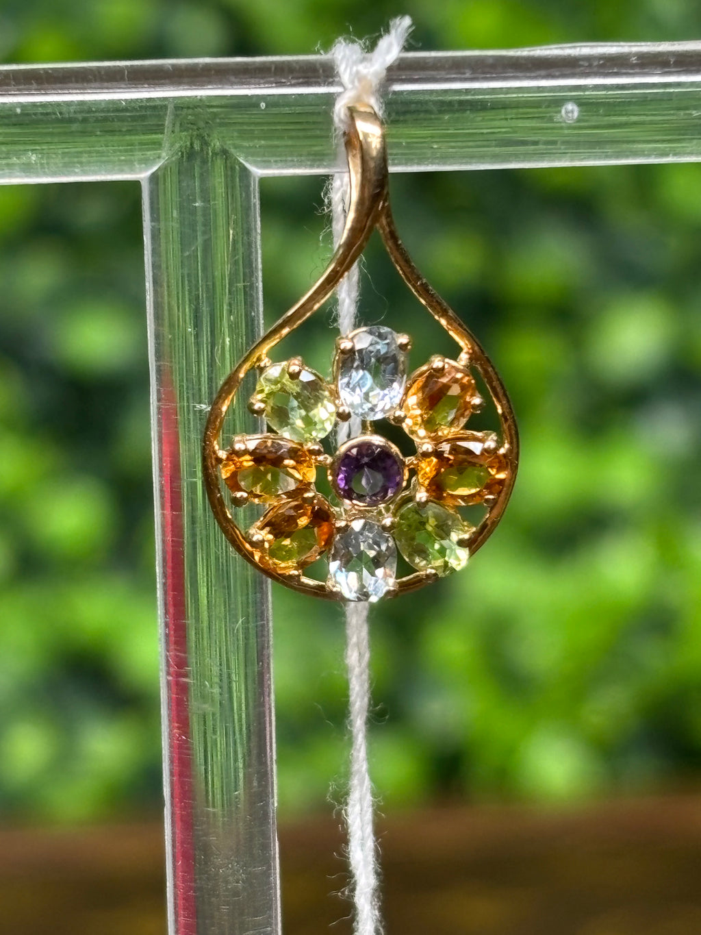 Pendant Yellow Gold 18K Multigem Drop