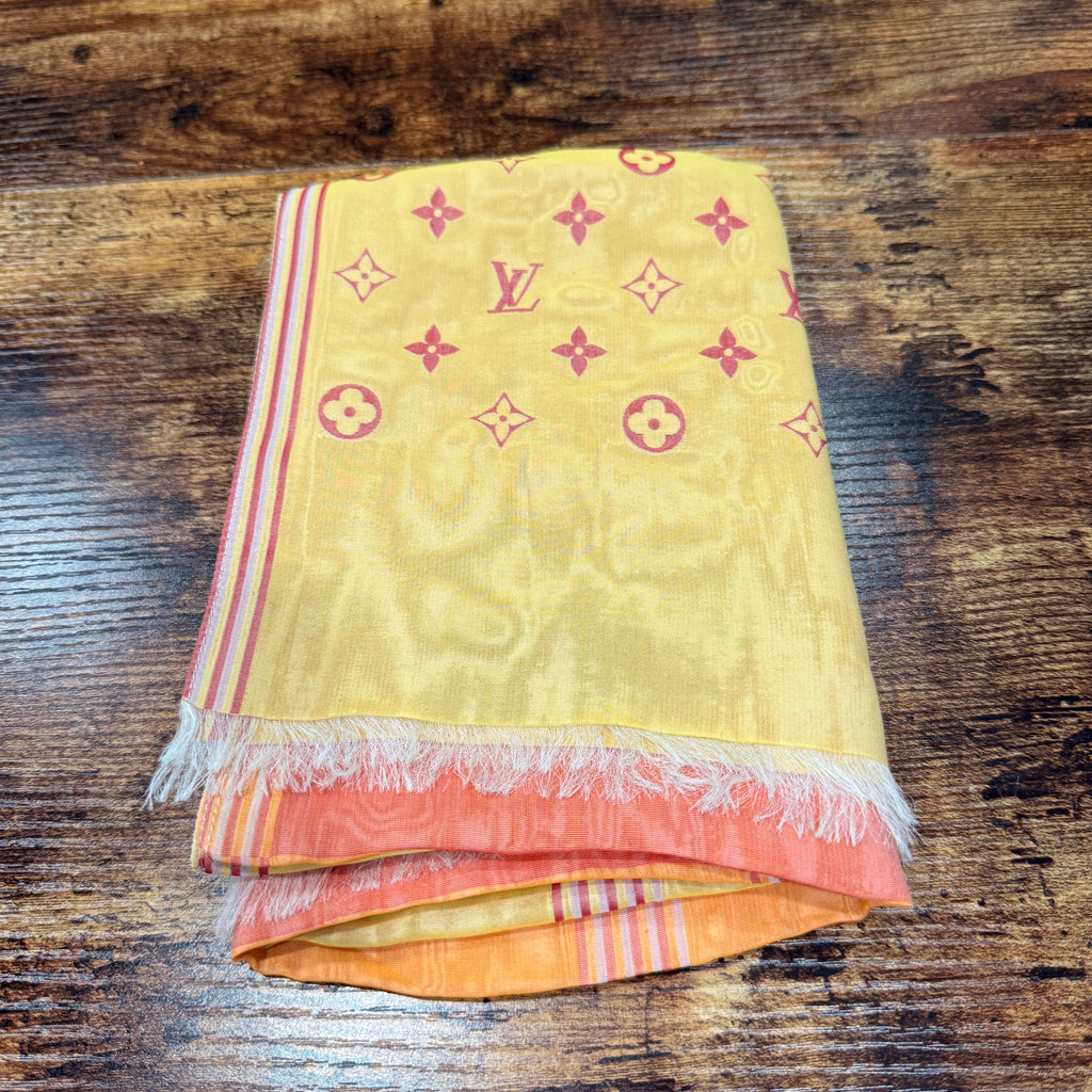 Louis Vuitton Monogram Silk Scarf Orange, Red & Yellow