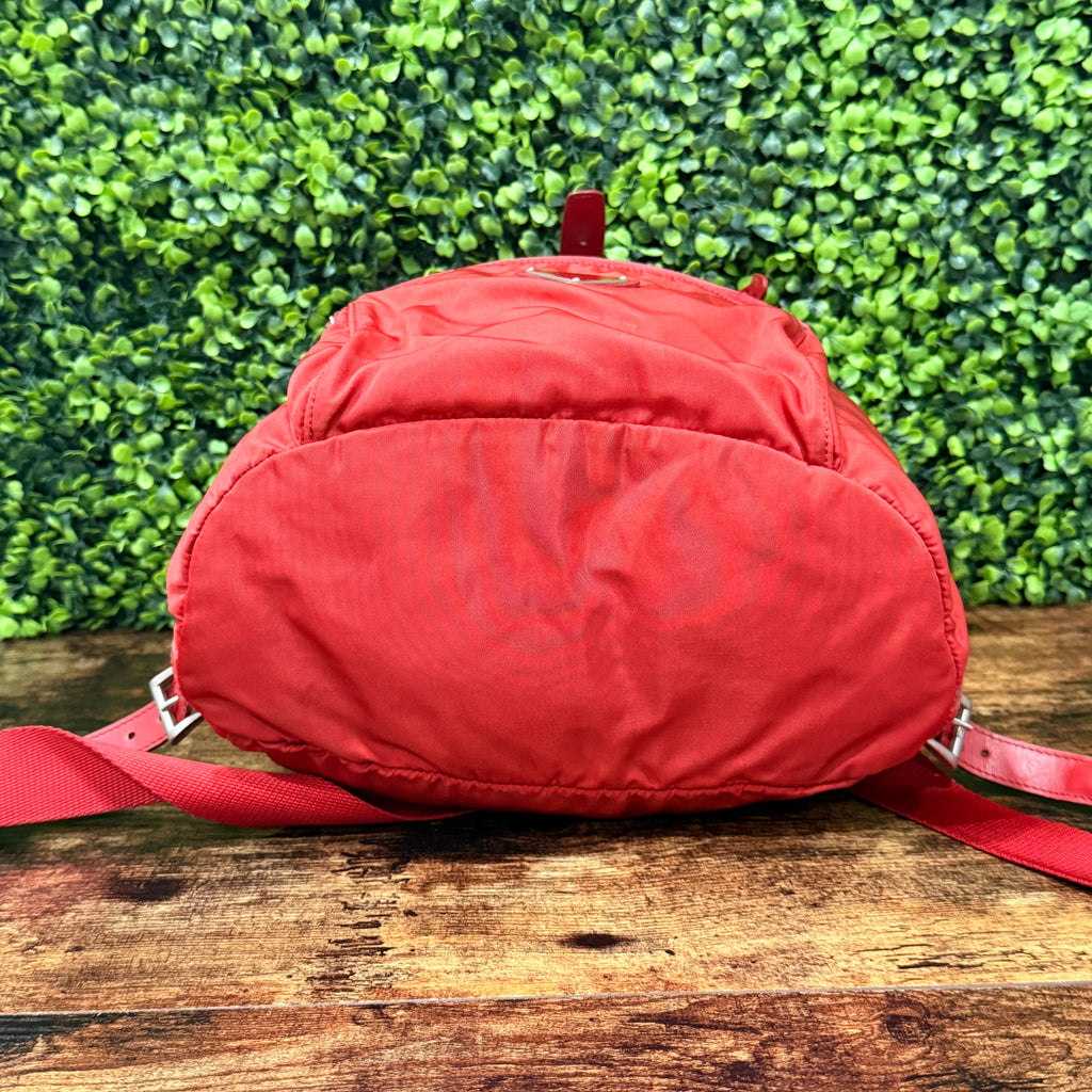 Prada Red Tessuto Drawstring Backpack