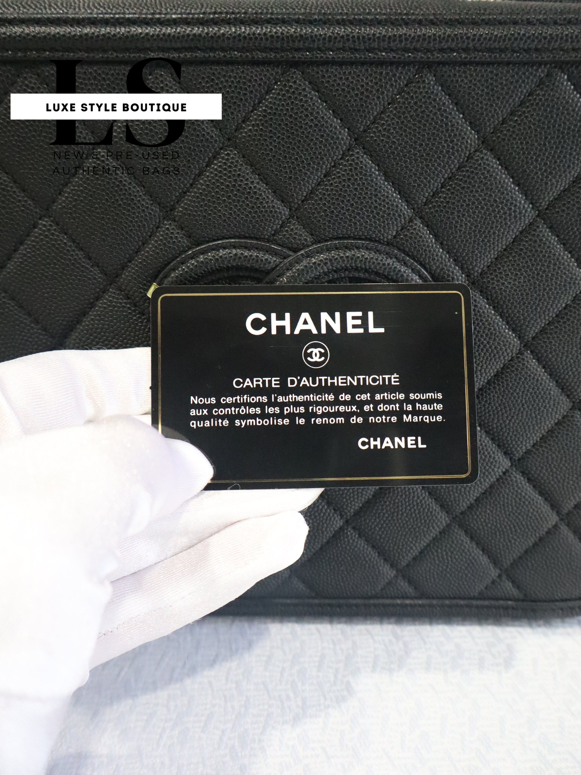Chanel Filigree Quilted Caviar Vanity Case