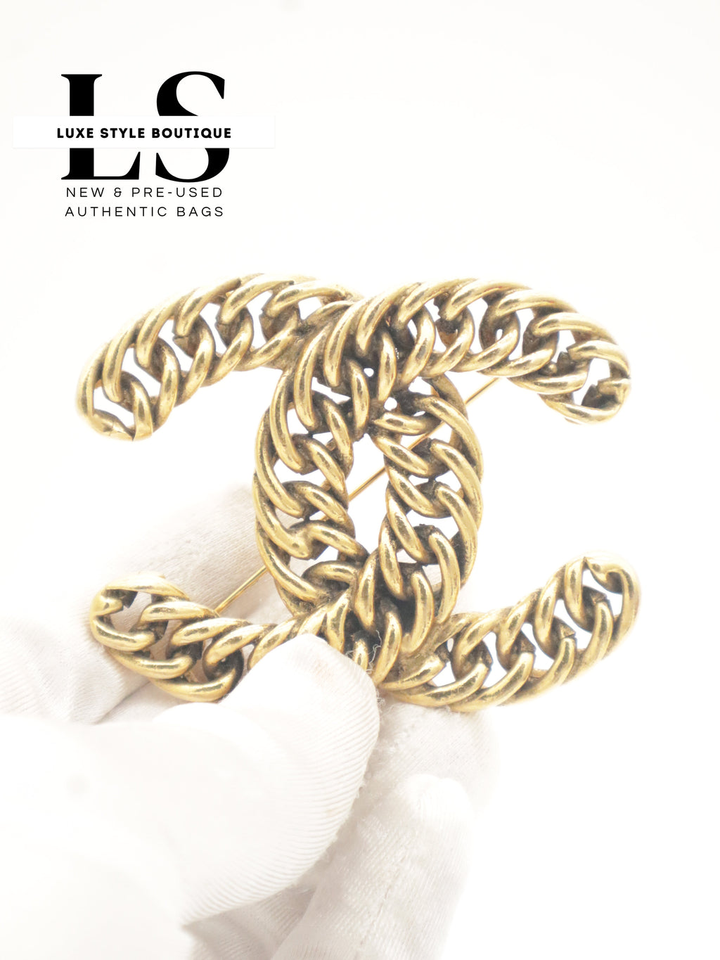 Chanel Metal CC Golden Brooch
